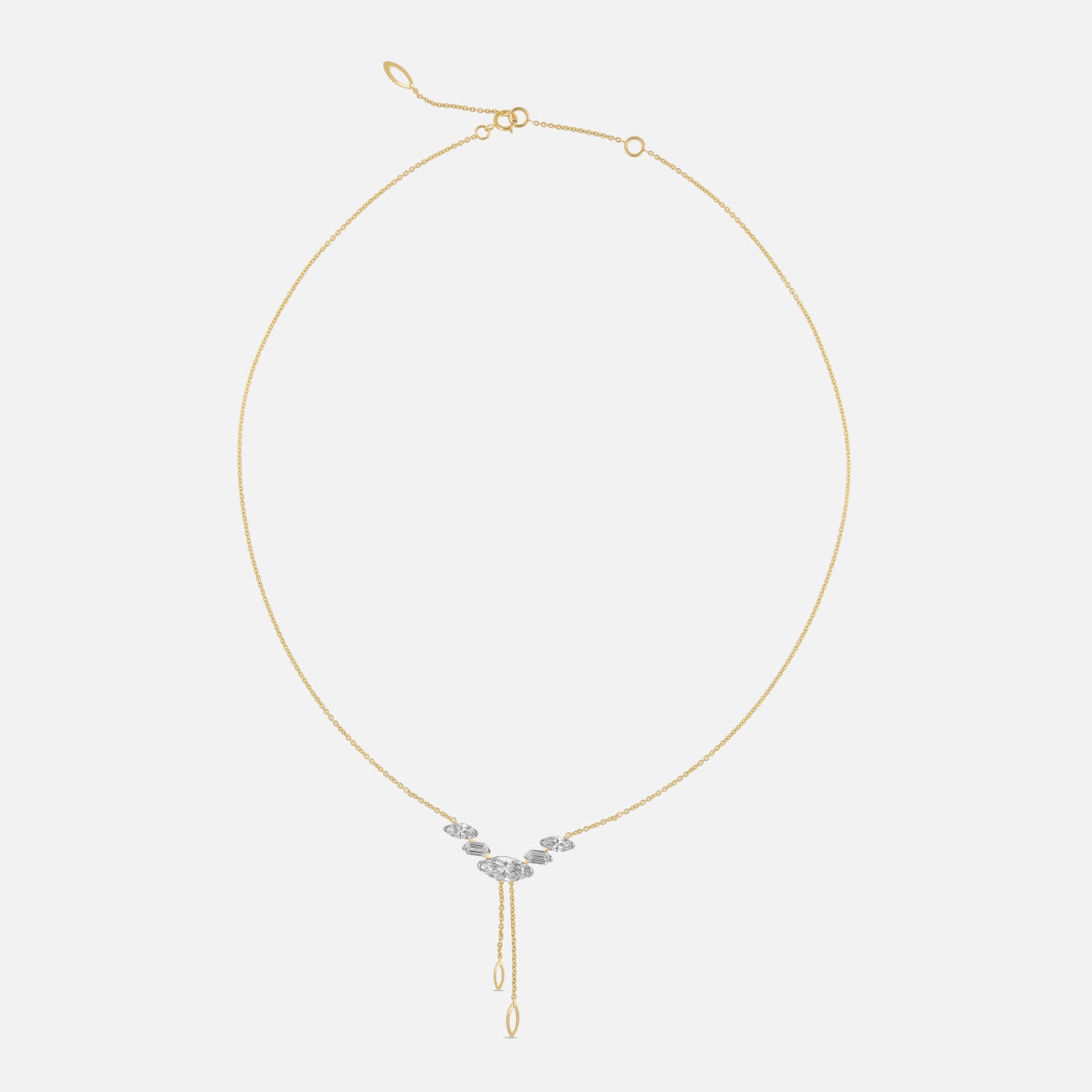 Hexagonal and Roval-Cut Lab-Grown Diamond Gold Drop Necklace | SKU : 0021917998
