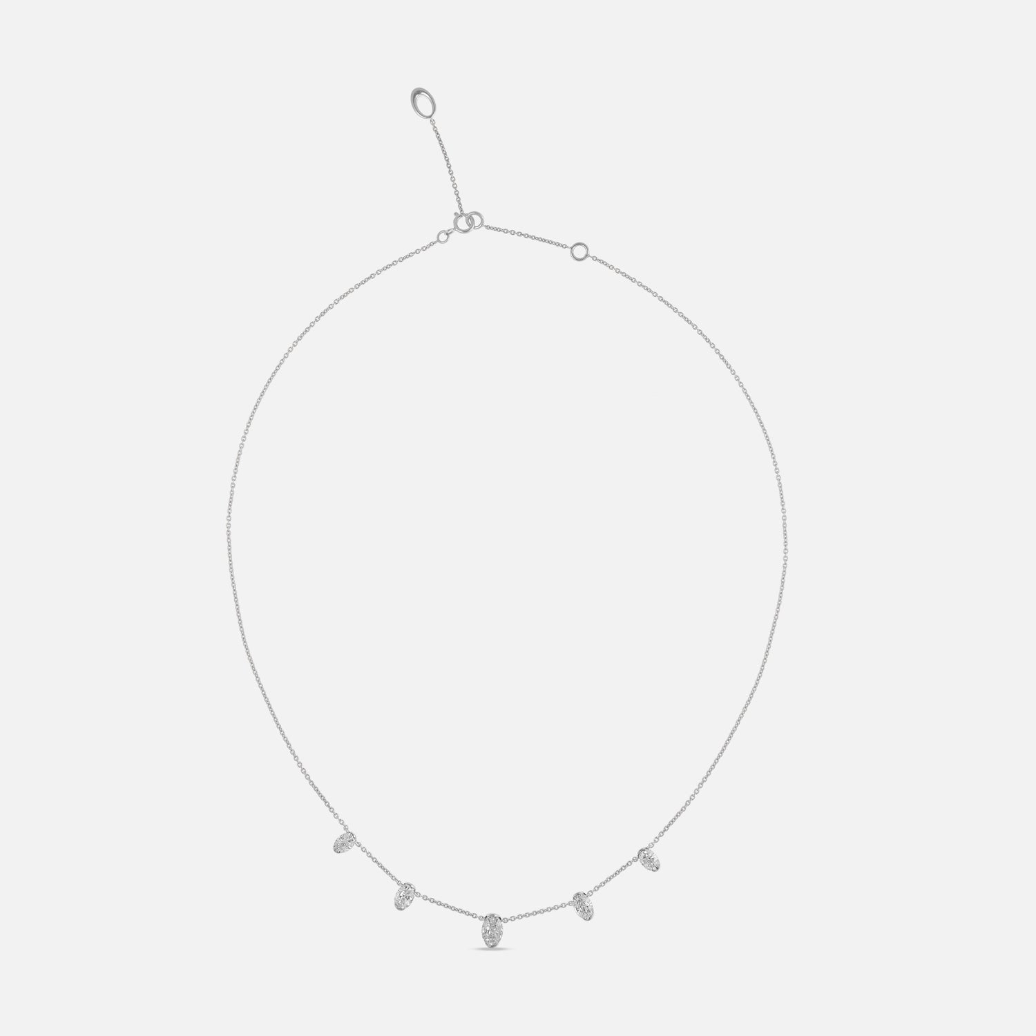Oval Step-Cut Lab-Grown Diamond Necklace in 18Kt White Gold | SKU : 0003769003
