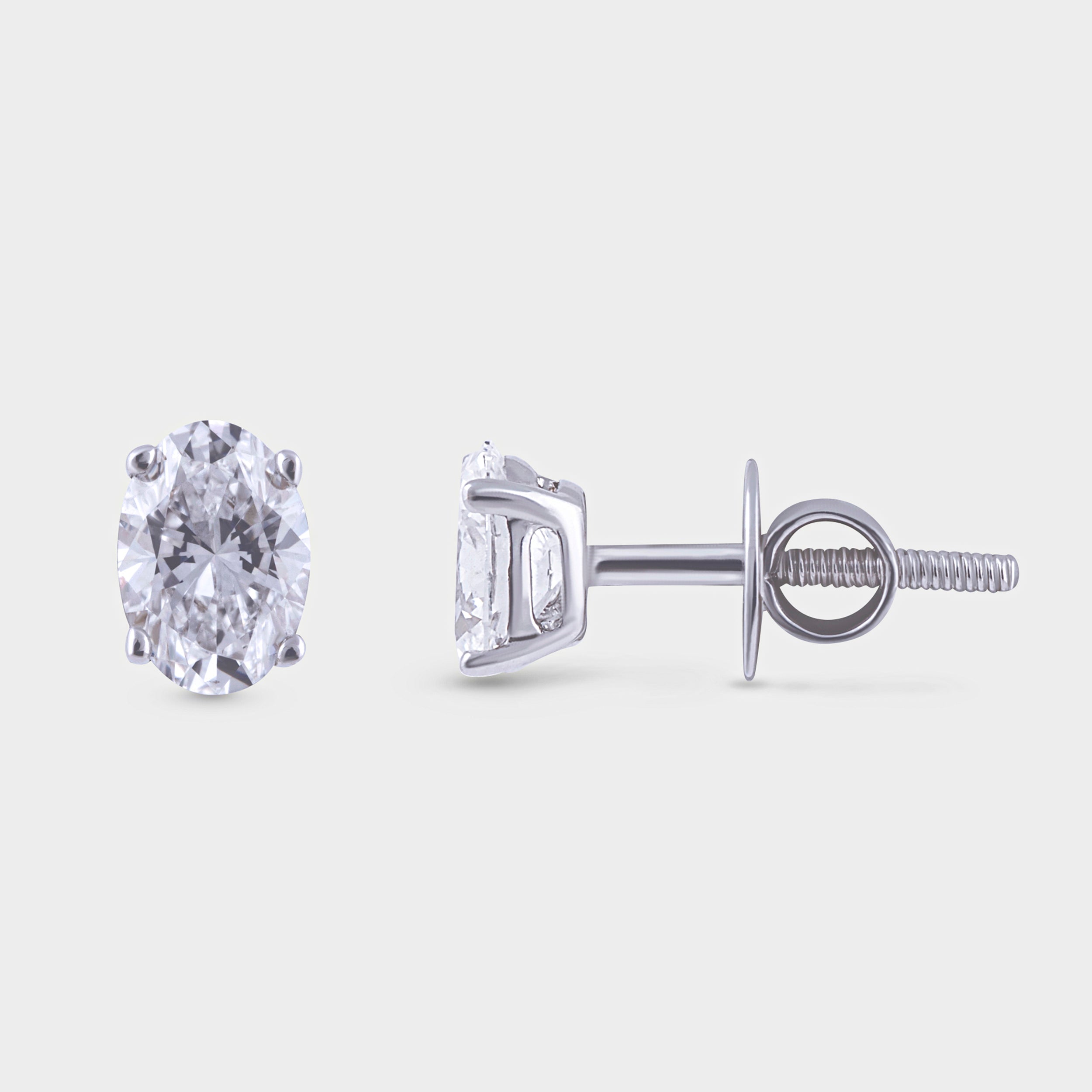 Oval-Shaped 1.03 Carat Pair Lab-Grown Solitaire Diamond Ear Studs | SKU : 0020135546 - crash.club by CKC