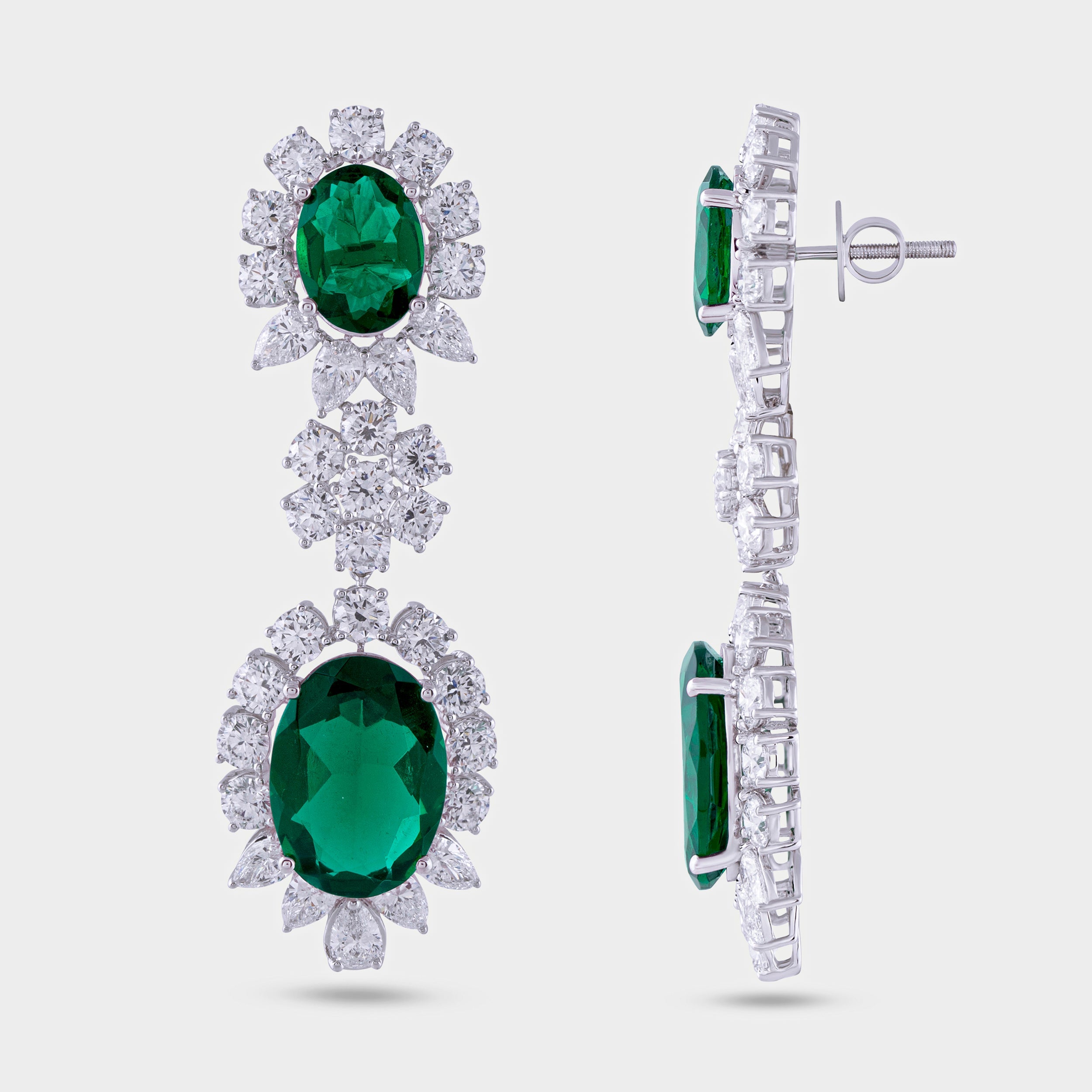 Round Brilliant- Pear- Marquise 10.65, 3.79 & 0.60 Carat Oval Green Gems Lab Grown Solitaire Diamonds Earrings | SKU : 0020186807 - crash.club by CKC