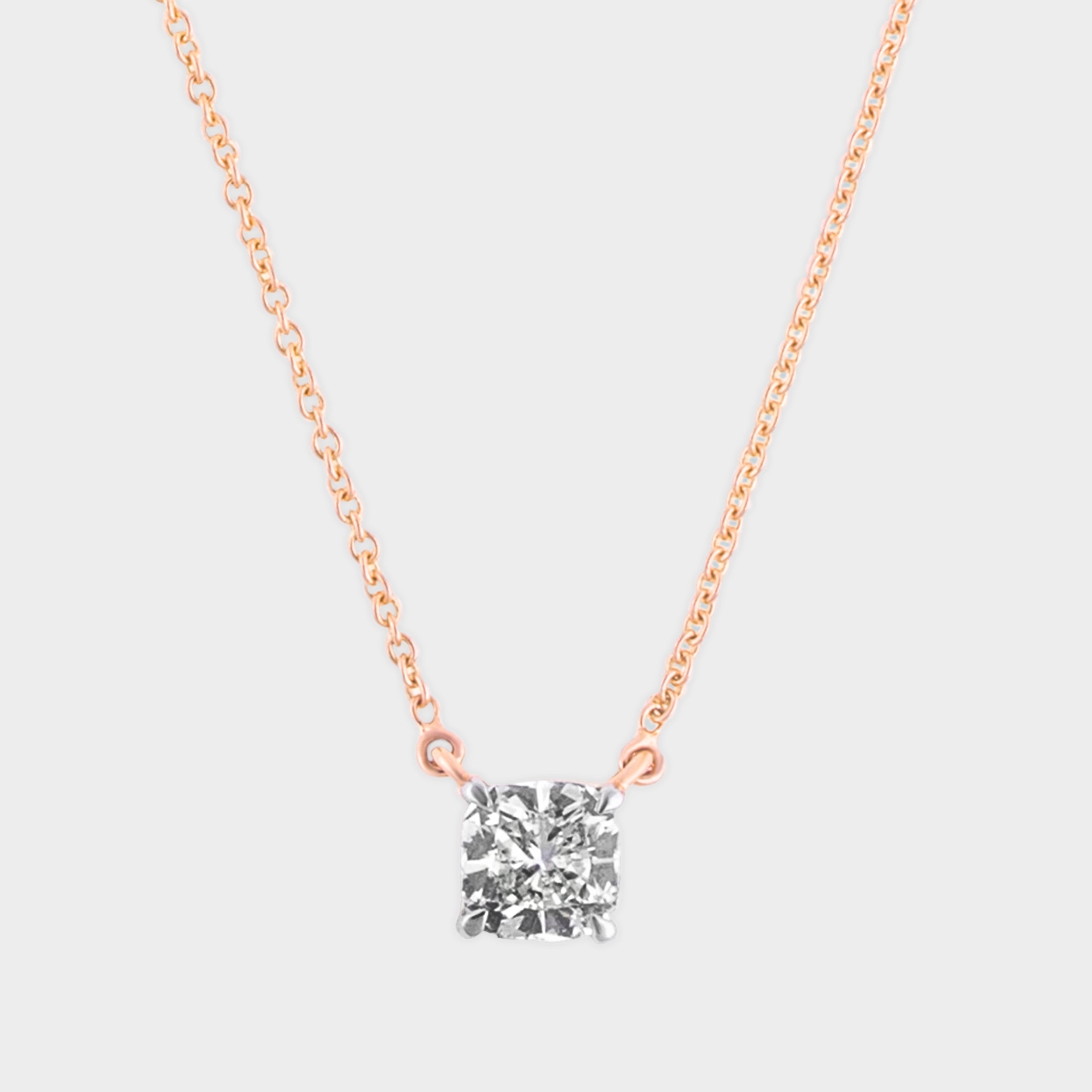Stunning Cushion Cut 1.01 Carat Lab-Grown Solitaire Diamond Chain Pendant | SKU : 0020709563