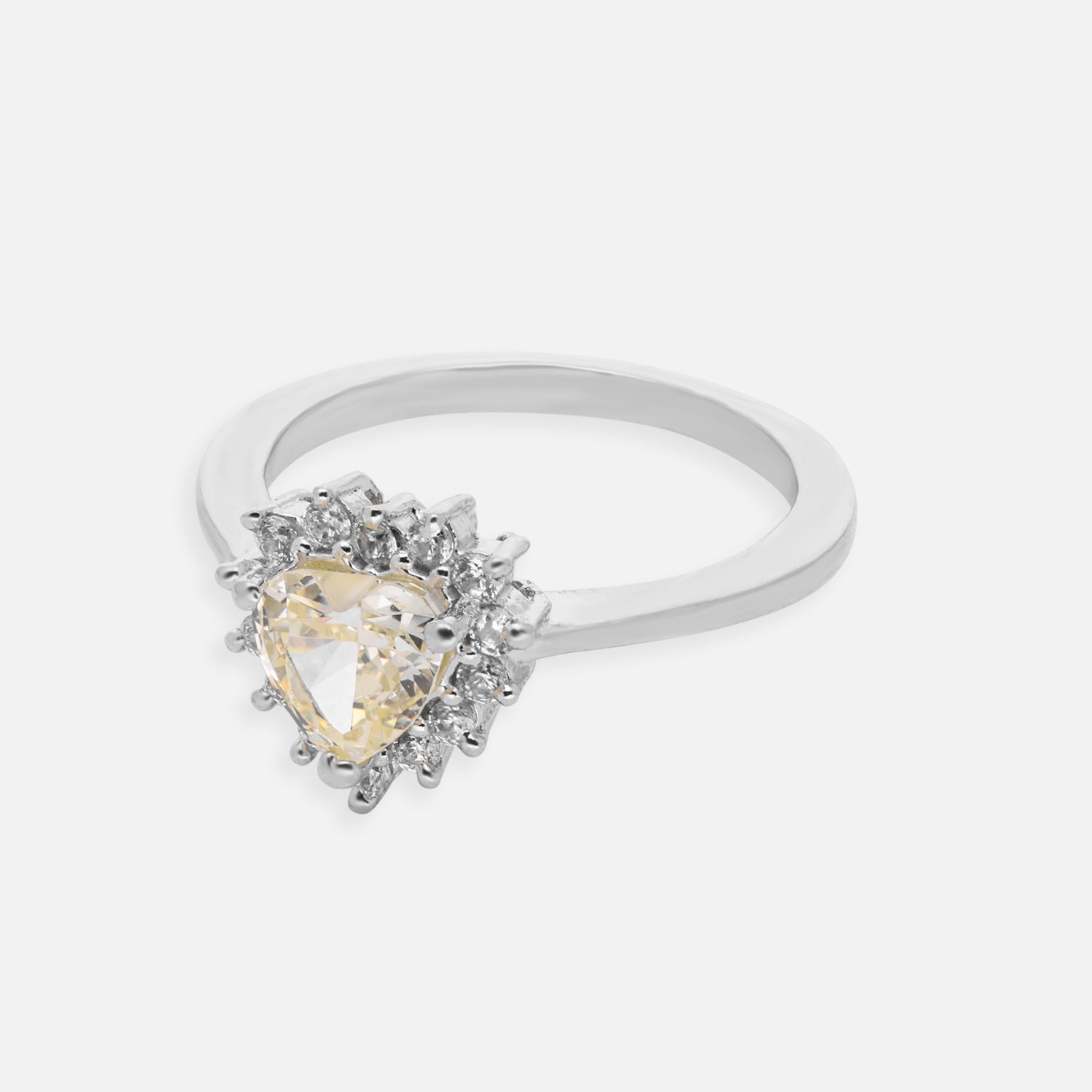 Sterling Silver Yellow Heart Sunburst Halo Ring — Valentine Collection | SKU: 0022621405, 0022621412, 0022621429, 0005682539, 0005682546, 0005682553, 0005682560, 0005682577, 0005682584, 0005682591