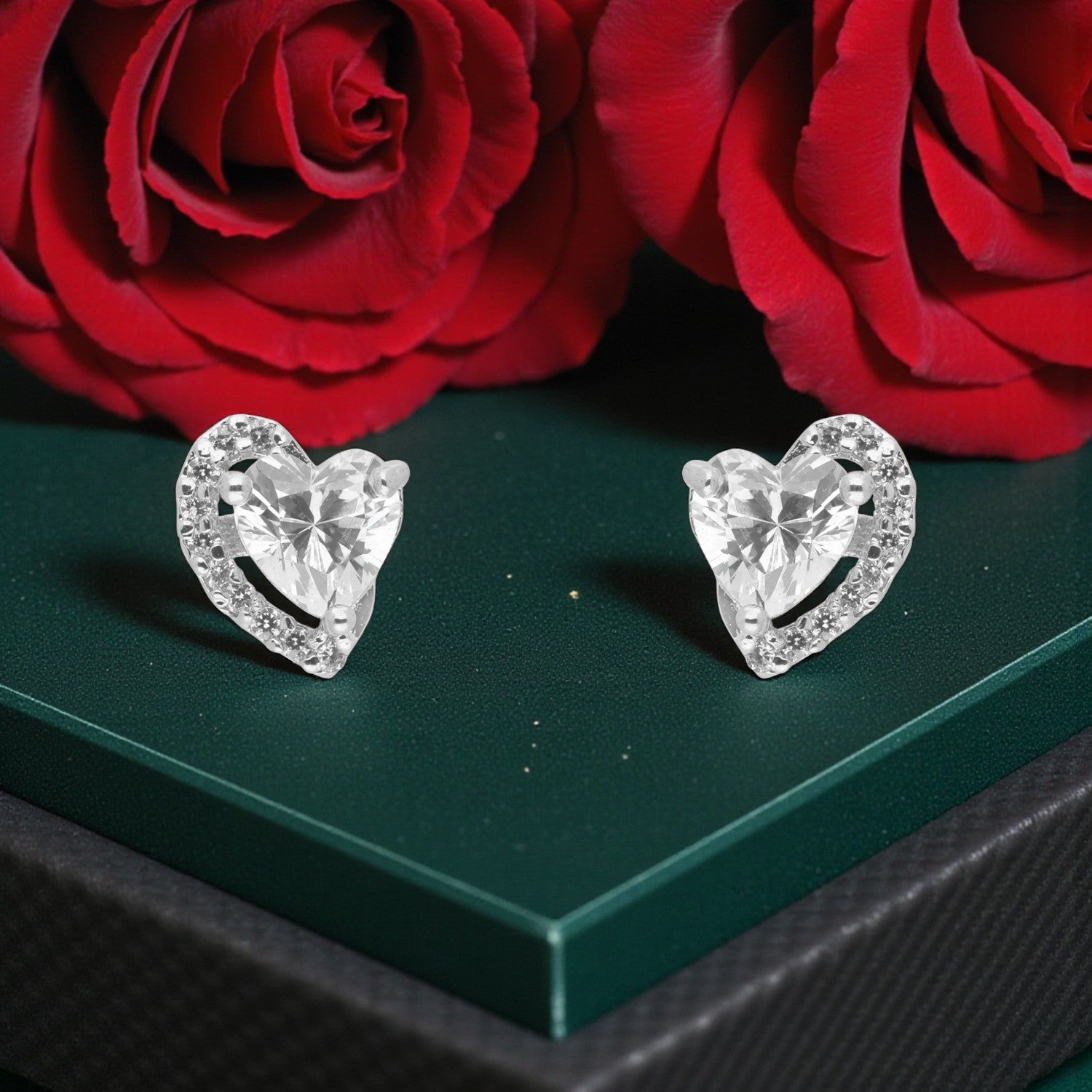 Sterling Silver Heart Halo Stud Earrings — Valentine Collection | SKU: 0022621528, 0022621535, 0022621542, 0022621559, 0005682829, 0005682843, 0005682850, 0005682867, 0005682874