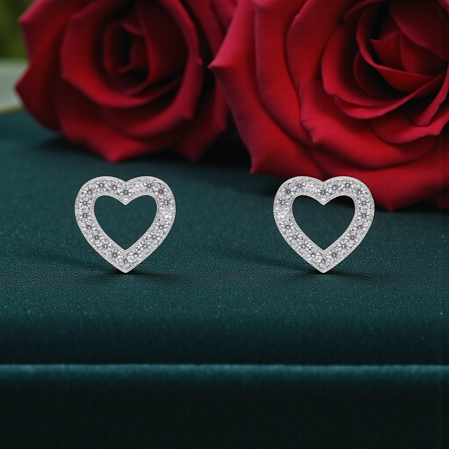 Sterling Silver Open Heart Halo Stud Earrings — Valentine Collection | SKU: 0022621597, 0022621603, 0022621610, 0005682966, 0005682973, 0005682980, 0005682997, 0005683000, 0005683017, 0005683024