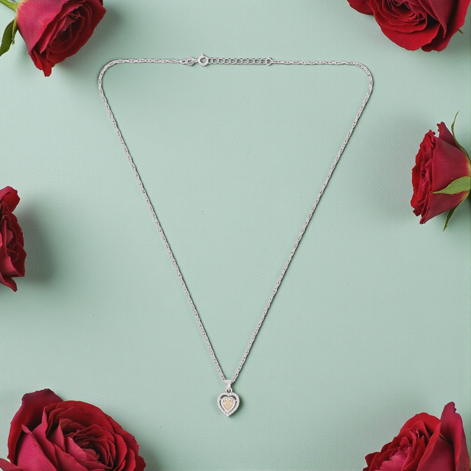 Sterling Silver Heart Halo Chain Pendant – Valentine Collection | SKU: 0022621627, 0022621641, 0022621665, 0005683031, 0005683055, 0005683079, 0005683093, 0005683116, 0005683130, 0005683154