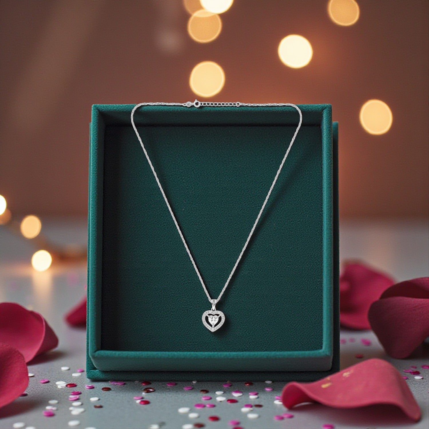 Sterling Silver Crystal Heart Halo Pendant – Valentine Collection | SKU : 0005683314, 0005683338, 0005683352, 0005683376, 0005683390, 0005683413, 0005683437