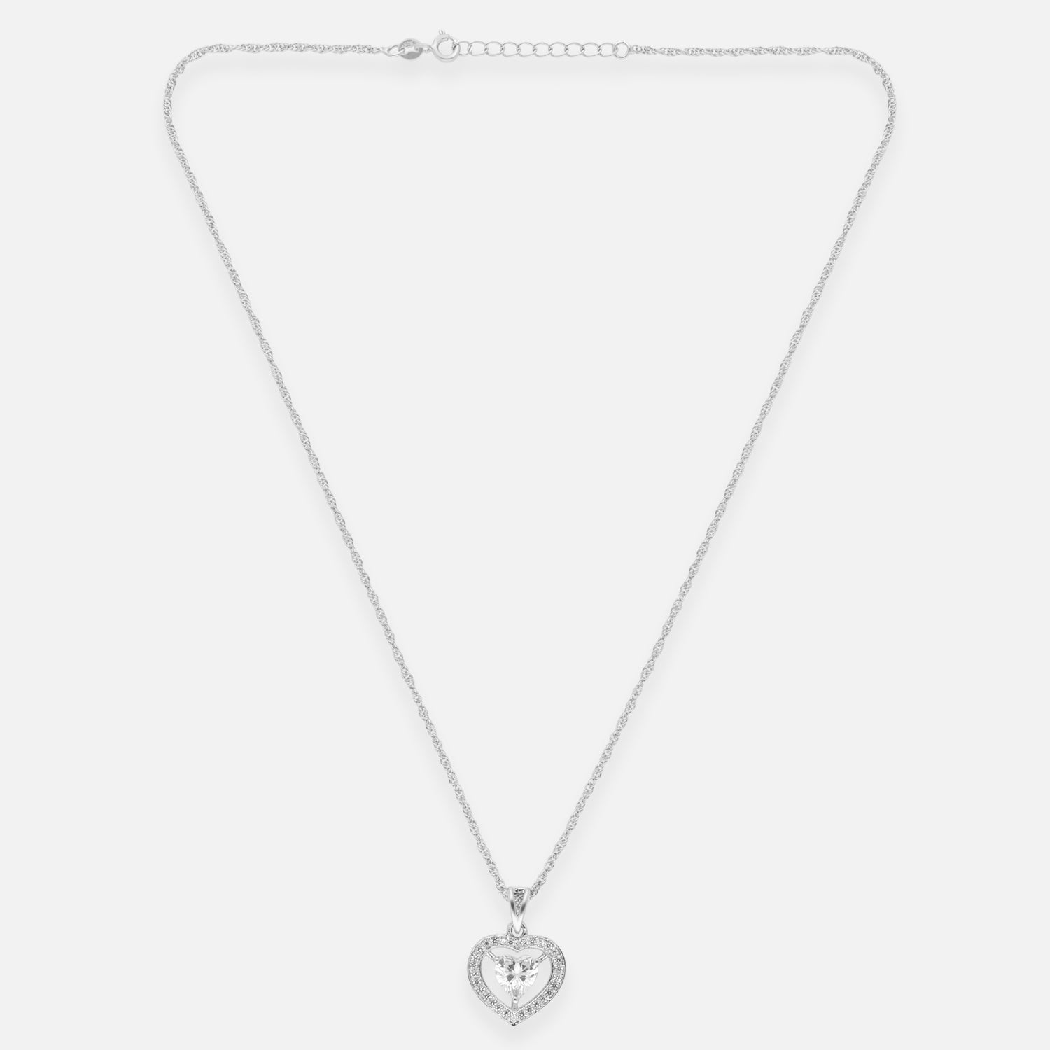 Sterling Silver Crystal Heart Halo Pendant – Valentine Collection | SKU : 0005683314, 0005683338, 0005683352, 0005683376, 0005683390, 0005683413, 0005683437