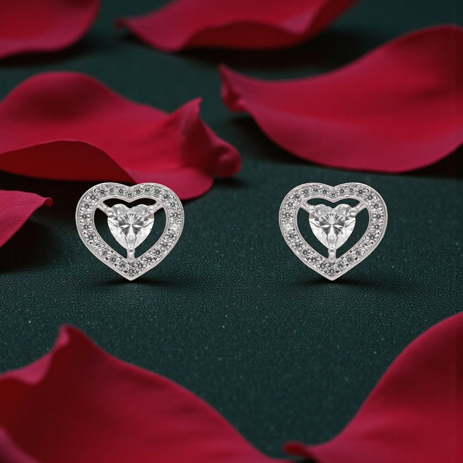 Sterling Silver Floating Heart Halo Stud Earrings – Valentine Collection | SKU: 0022621757, 0022621771, 0022621795, 0005683321, 0005683345, 0005683369, 0005683383, 0005683406, 0005683420, 0005683444