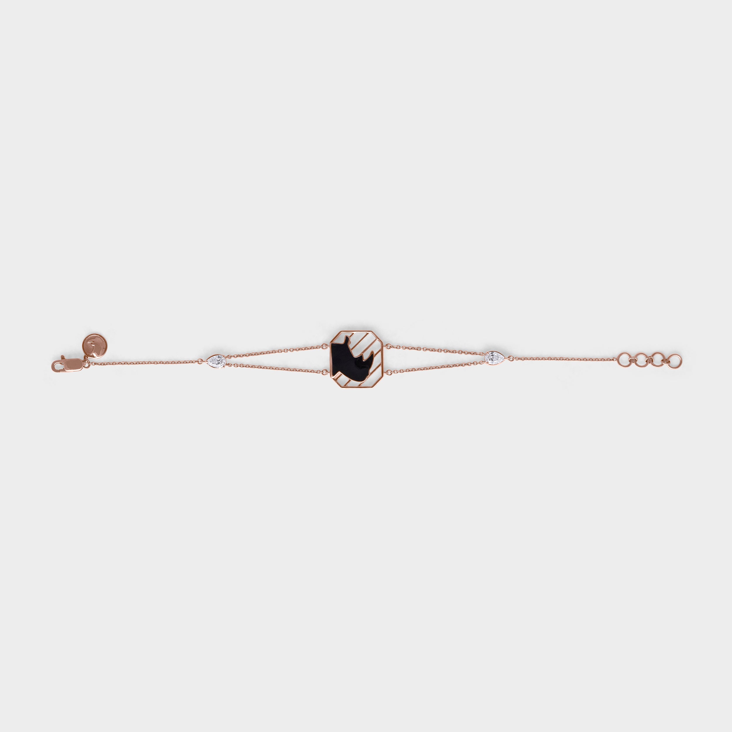 Pear Cut 0.48 Carat Rhino Horn Designer Bracelet in Rose Gold | SKU : 0003181454