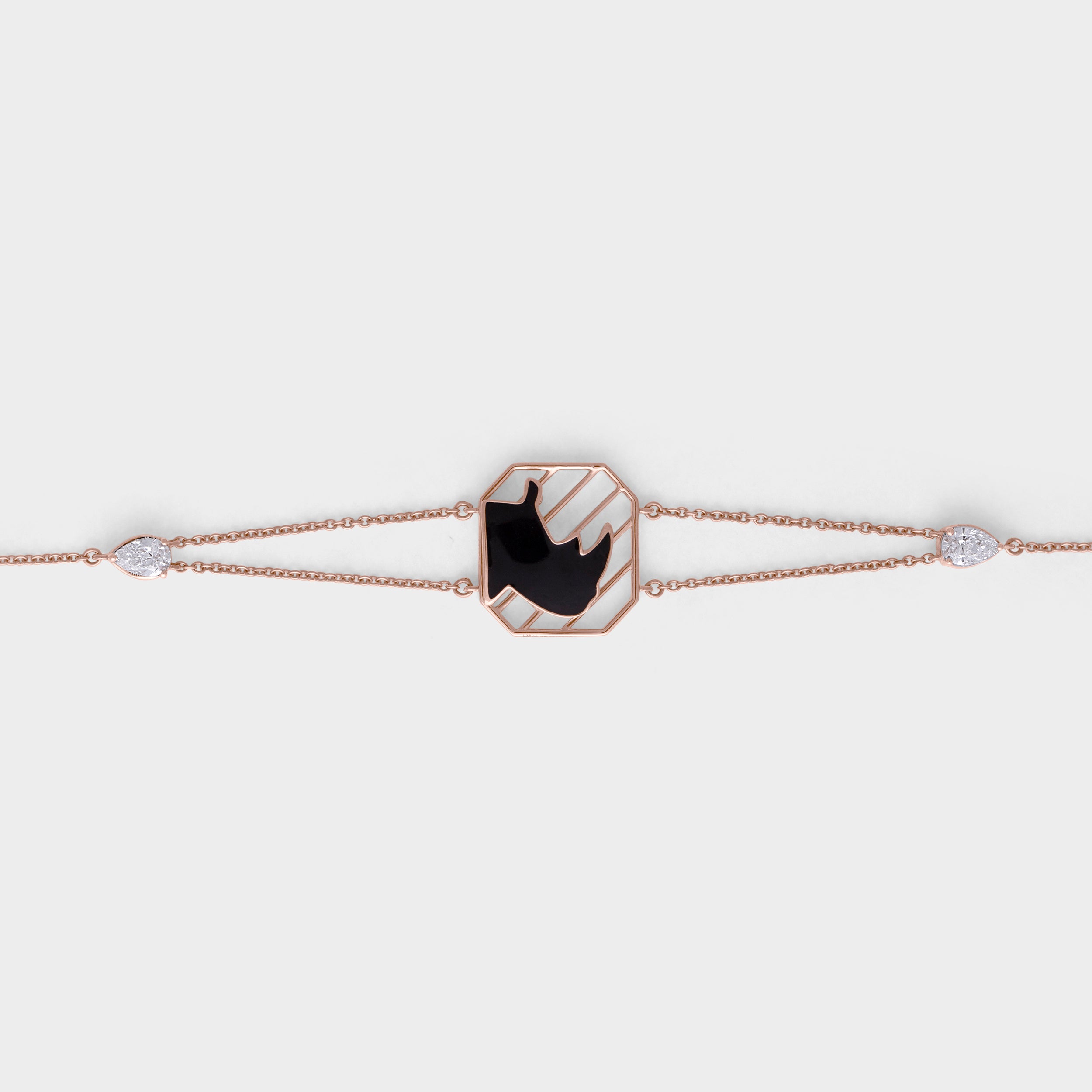 Pear Cut 0.48 Carat Rhino Horn Designer Bracelet in Rose Gold | SKU : 0003181454
