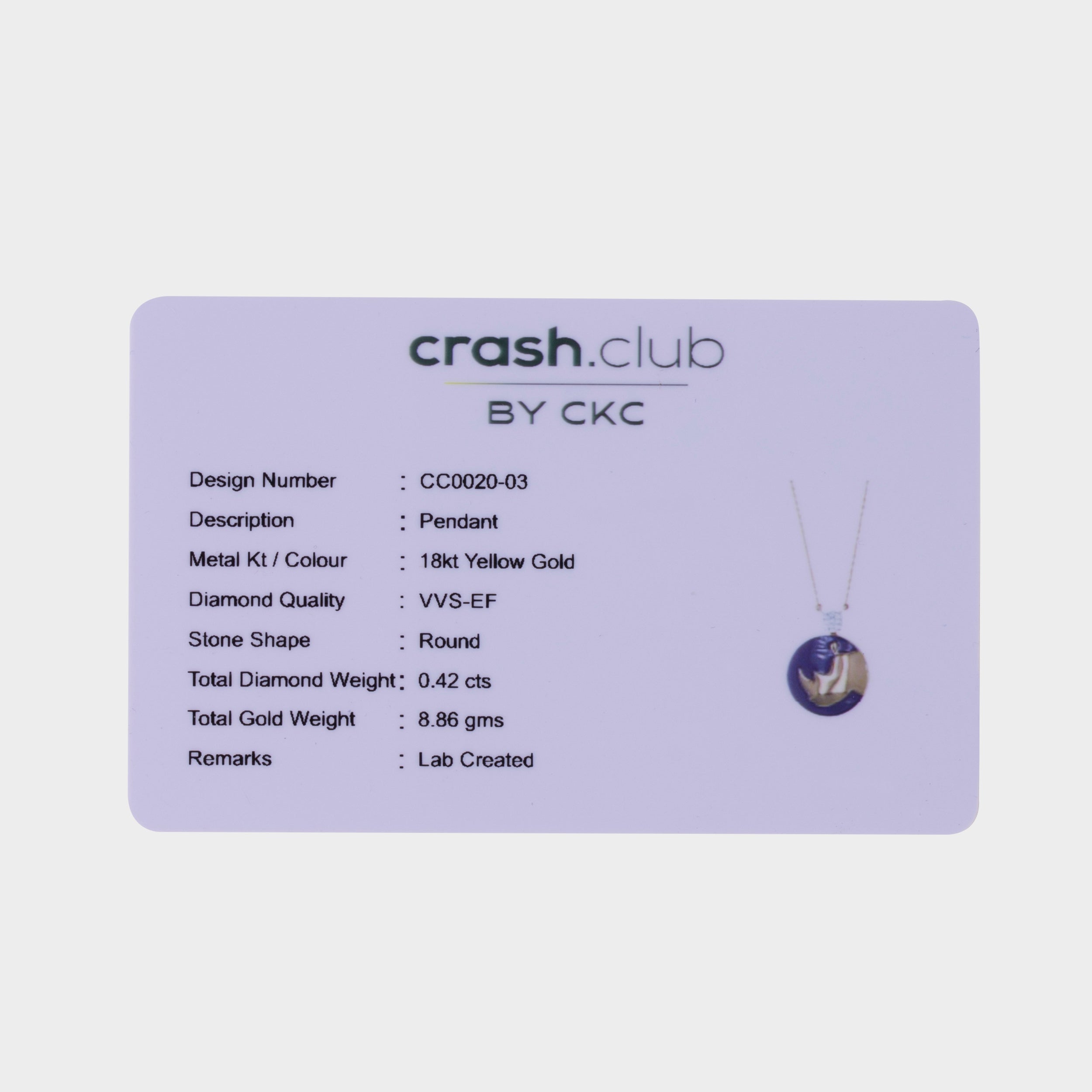 Round Brilliant 0.42 Carat Rhino Lab Grown Diamond Chain Pendant | SKU : 0003181942