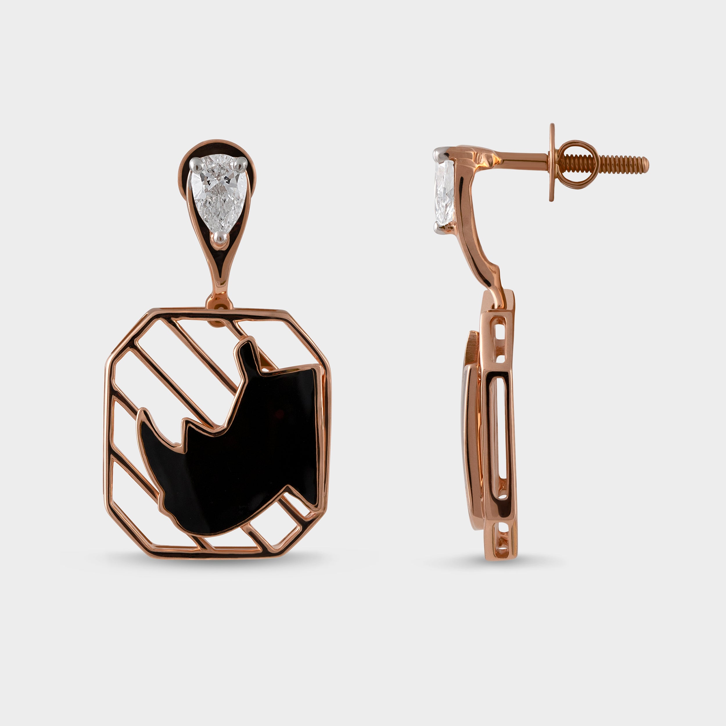 Pear Cut 0.50 Carat Pair Rhino Motif Lab Grown Diamond Drops | SKU : 0003179208