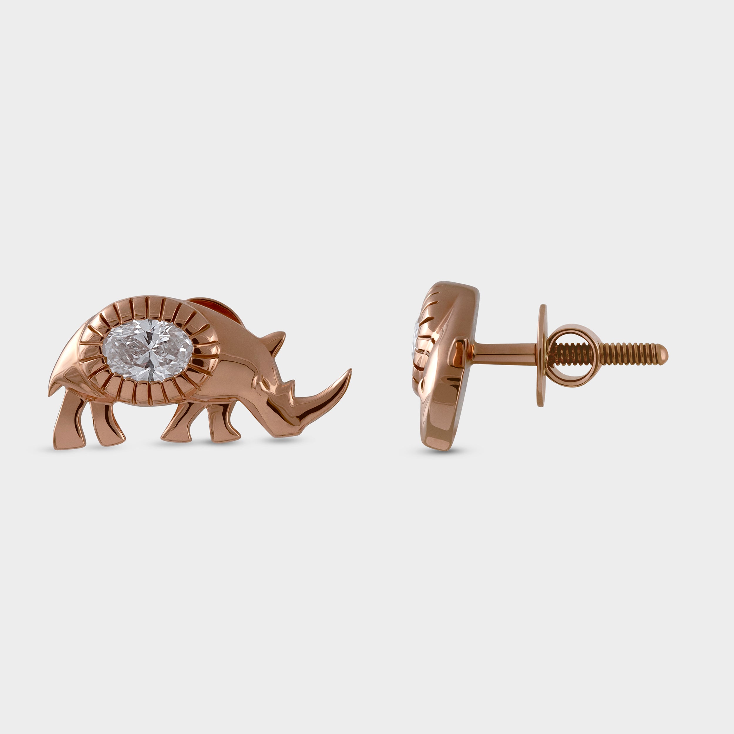 Oval 0.52 Carat Rhino Motif Lab Grown Diamond Studs | SKU : 0003181423