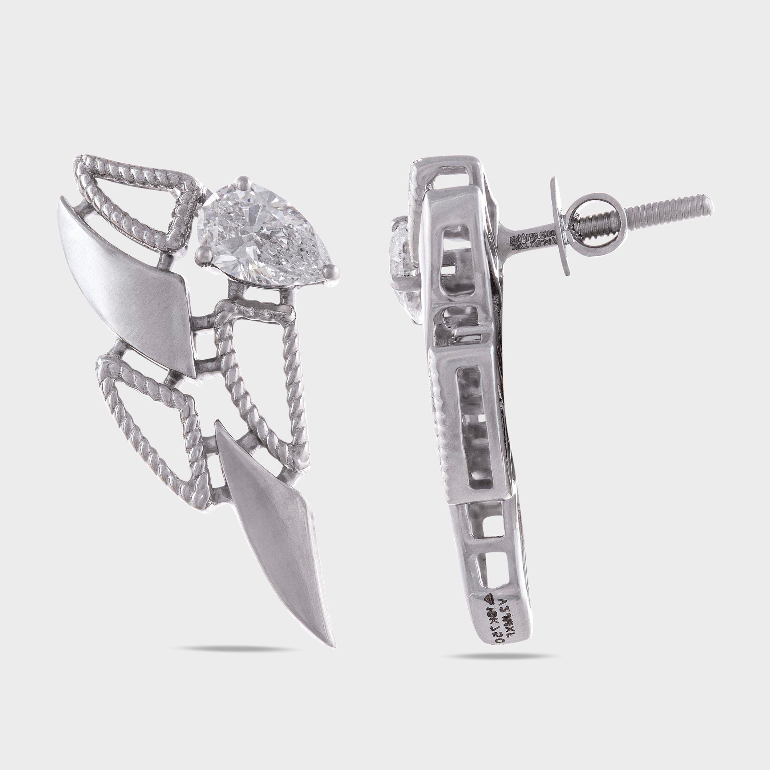 Pear Cut 0.34 Carat Pair Rhinoceros Horn Lab Grown Diamond Studs | SKU: 0019342092