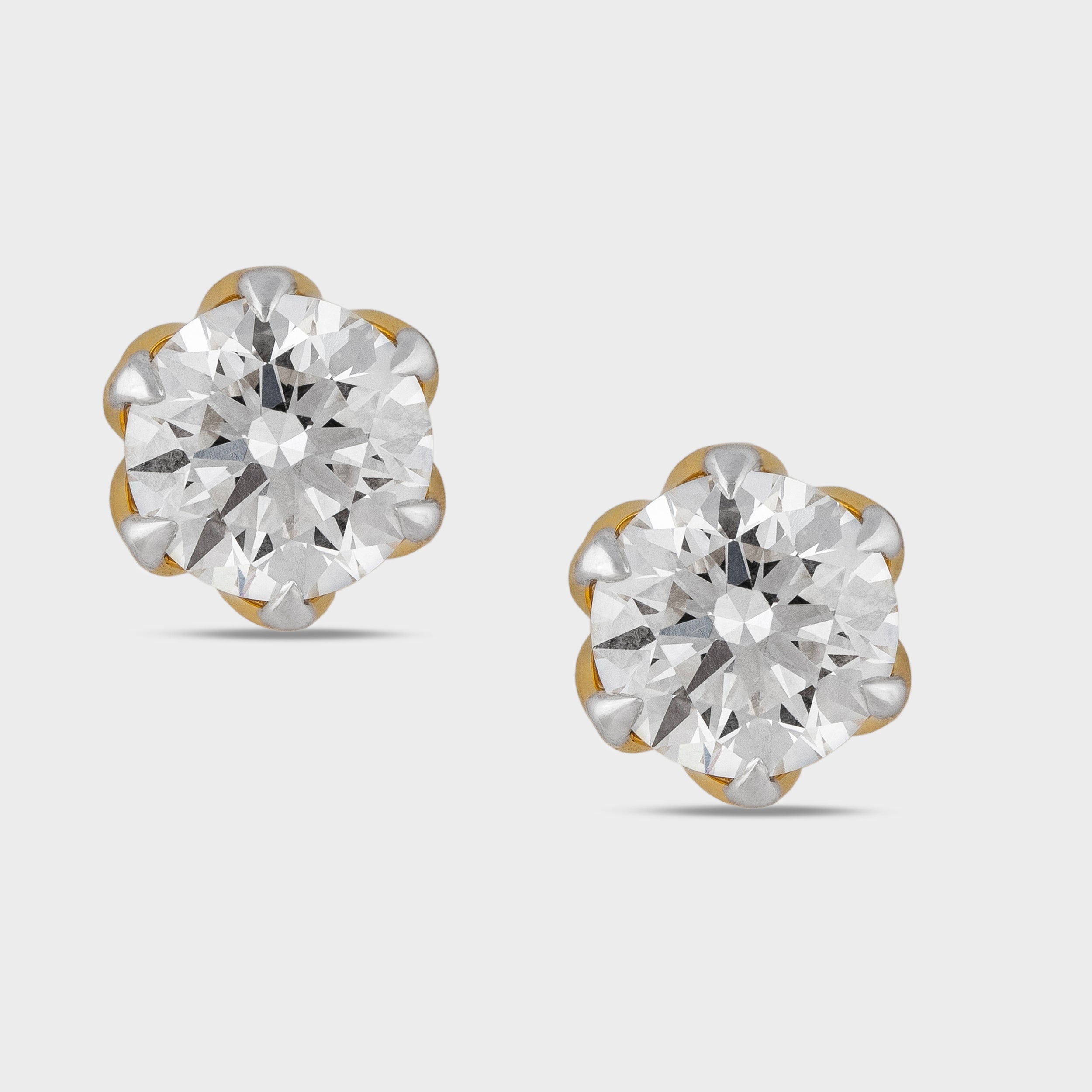 Round Brilliant 2.02 & 2.03 Carat Solitaire Lab Grown Diamond Stud| SKU : 0019502007 - crash.club by CKC