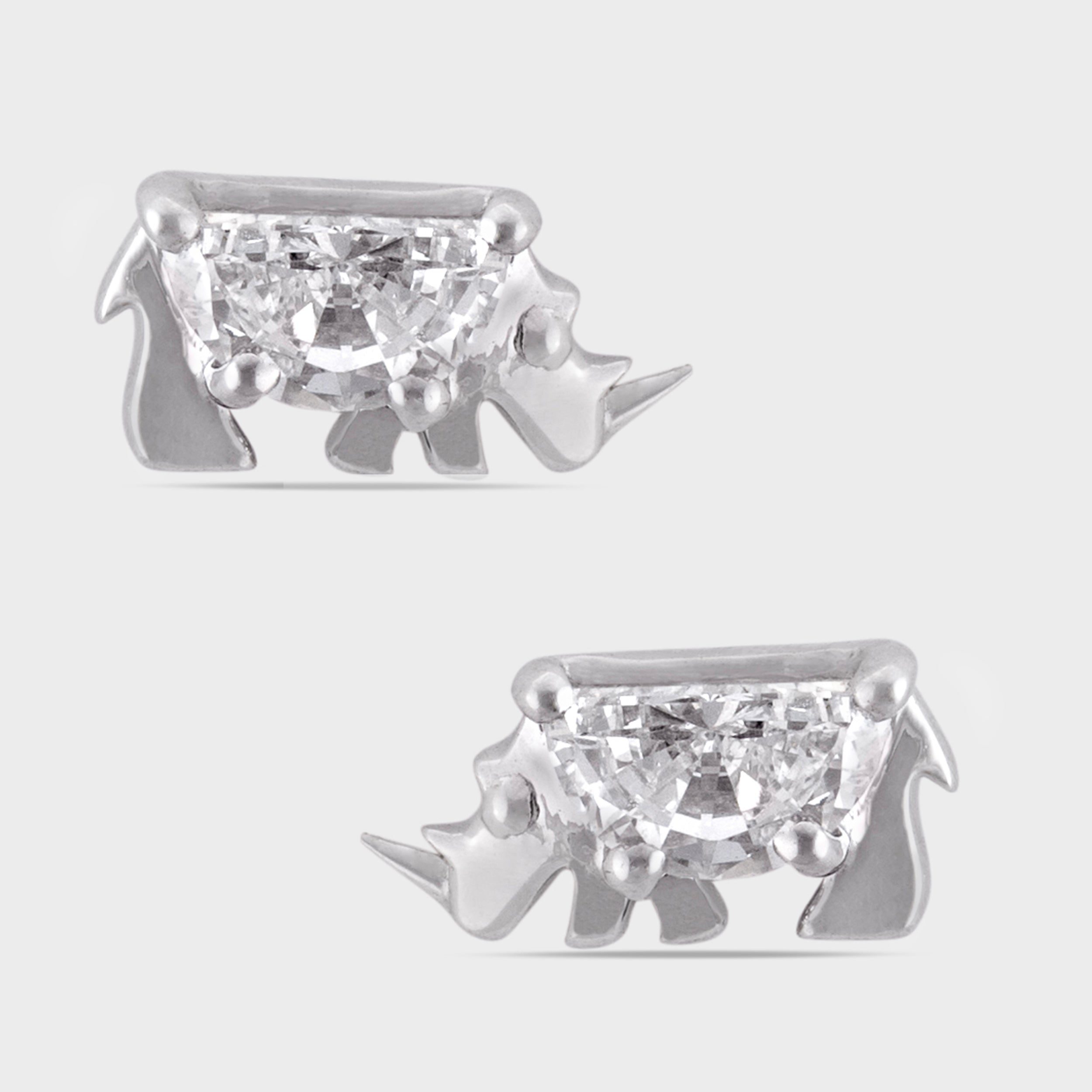 rhino motif diamond studs- Crash Club by CKC