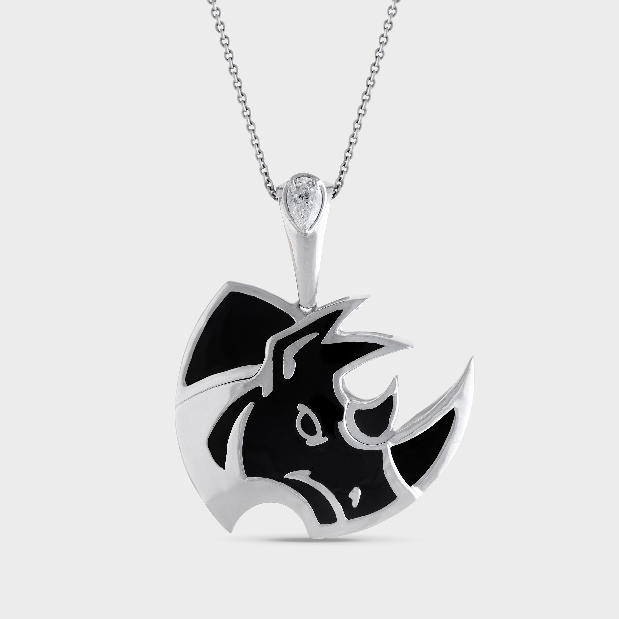Majestic Rhino: Chain Pendant with Pear Cut 0.25 Carat Lab Grown Diamond | SKU : 0019374000