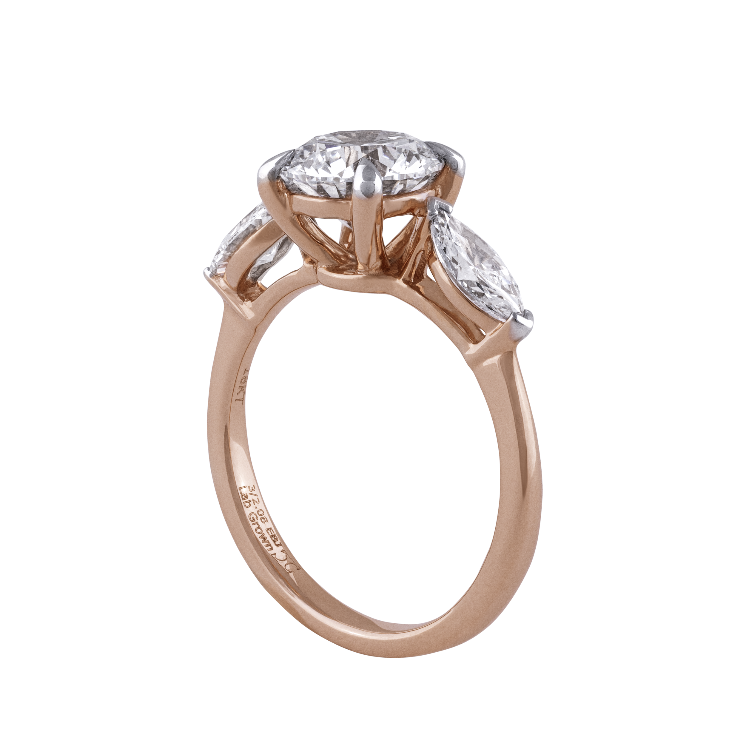 Round Brilliant & Marquise Cut 2.09 Carat Lab Grown Diamond Ring in Yellow Gold | SKU: 0019331188
