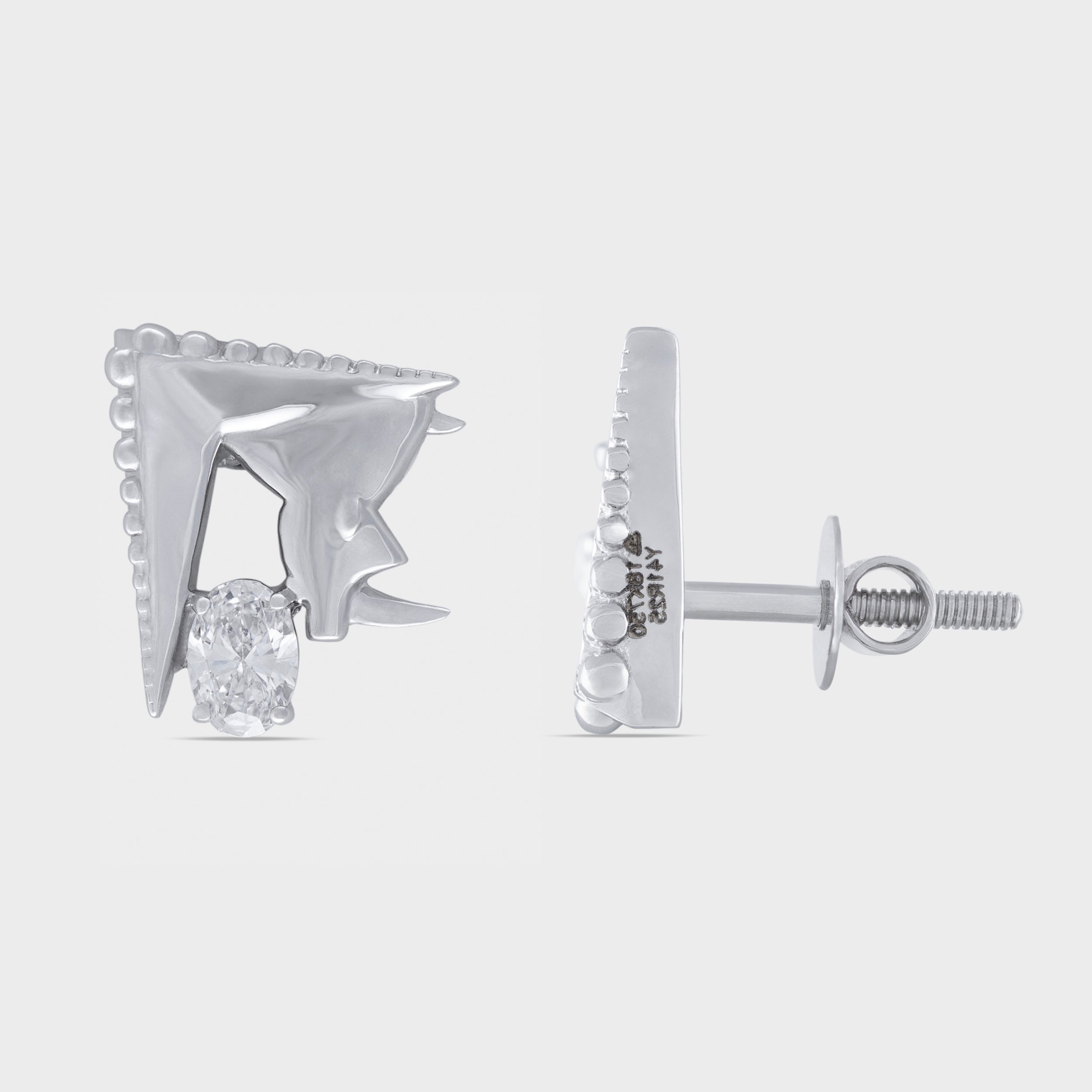 Oval 0.5 Carat Rhino Motif Design Lab Grown Diamond Studs | SKU: 0019334455 - crash.club by CKC