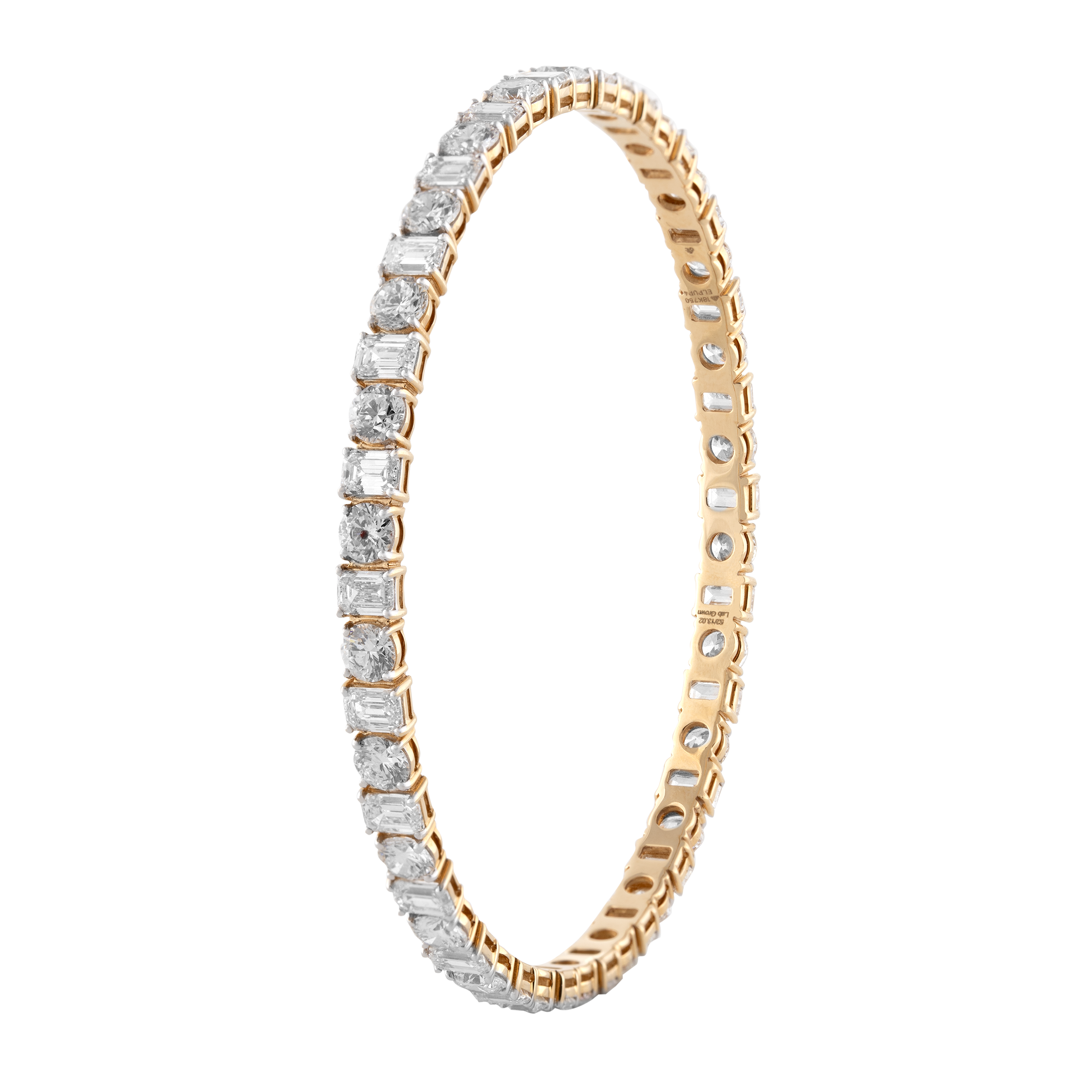 Emerald & Round Brilliant 6.48 Carat & 6.54 Carat Enchanted Gold-Finish Lab Grown Diamond Bangle | SKU: 0019052038 - crash.club by CKC