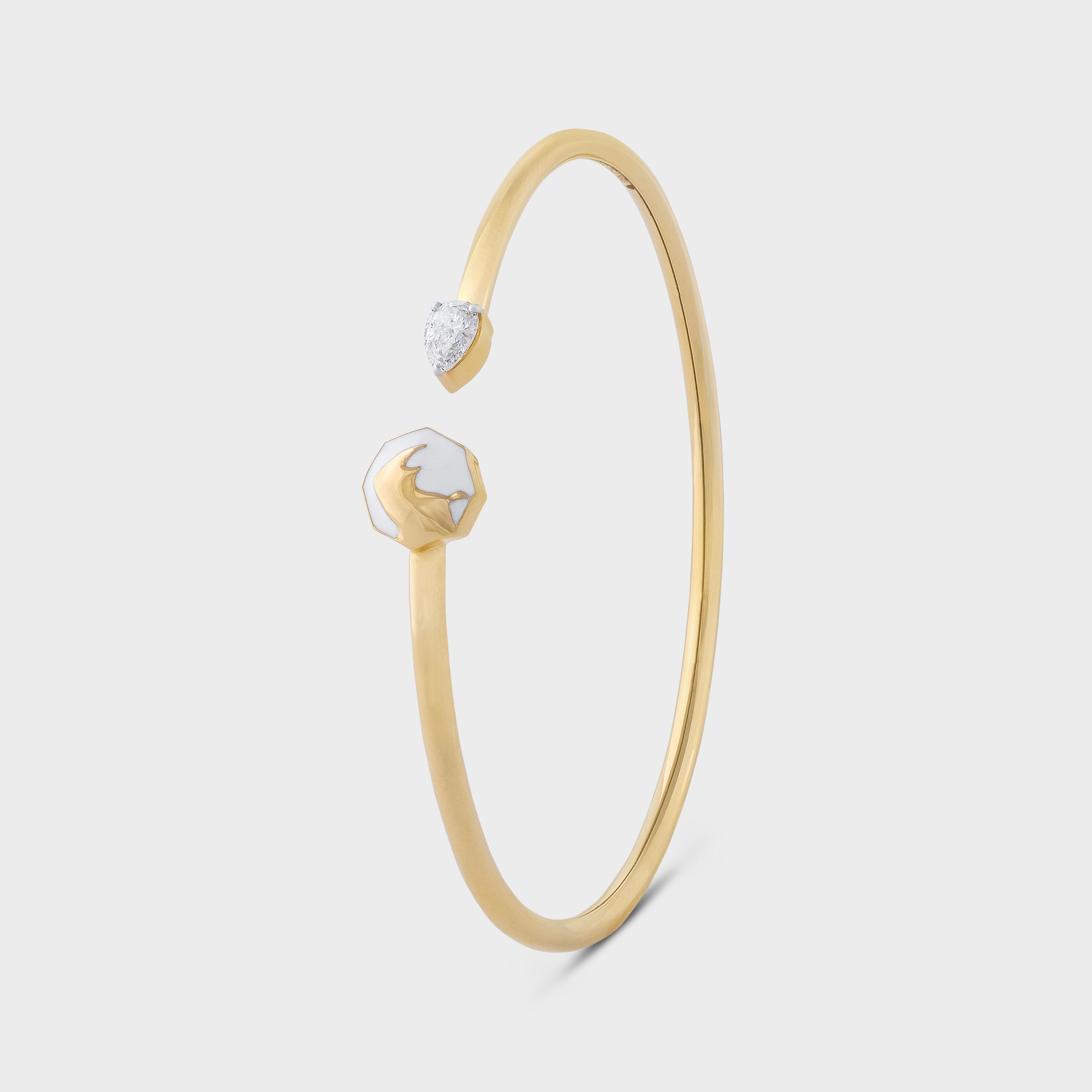 Pear Cut 0.33 Carat Rhino Motif Chic Lab-Grown Diamond Gold Bangle | SKU: 0019359830 - crash.club by CKC