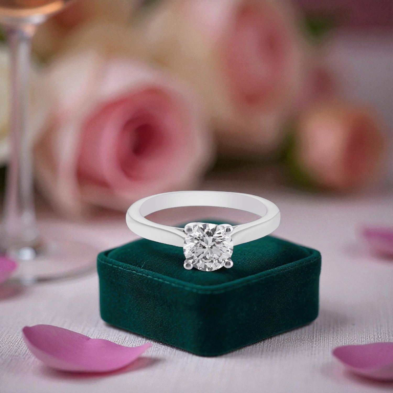 Aurora Lab Grown Diamond Solitaire Ring in White Gold | SKU : 0004952992