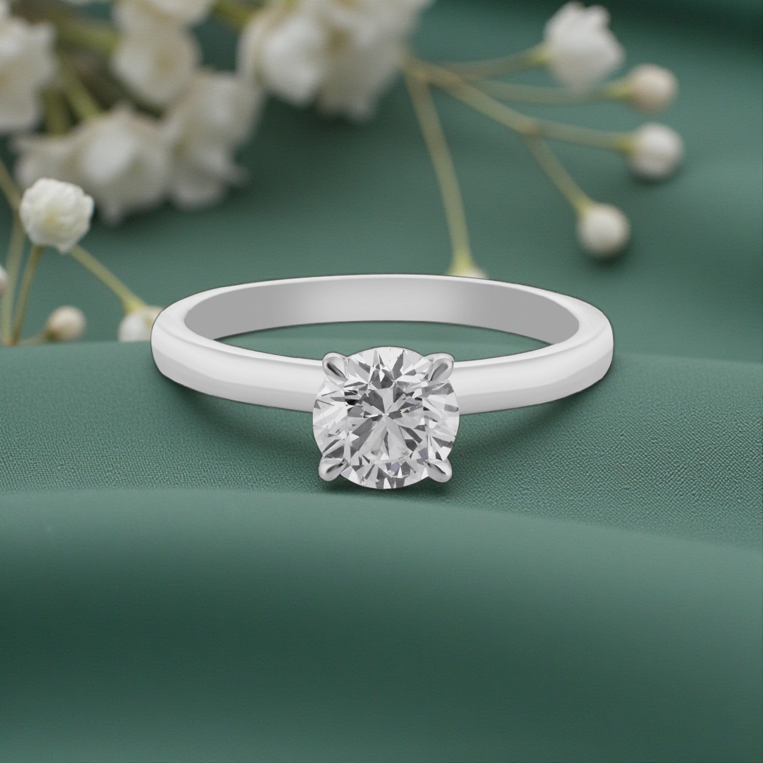 Serene Grace Lab Grown Diamond Solitaire Ring in White Gold | SKU : 0004953005