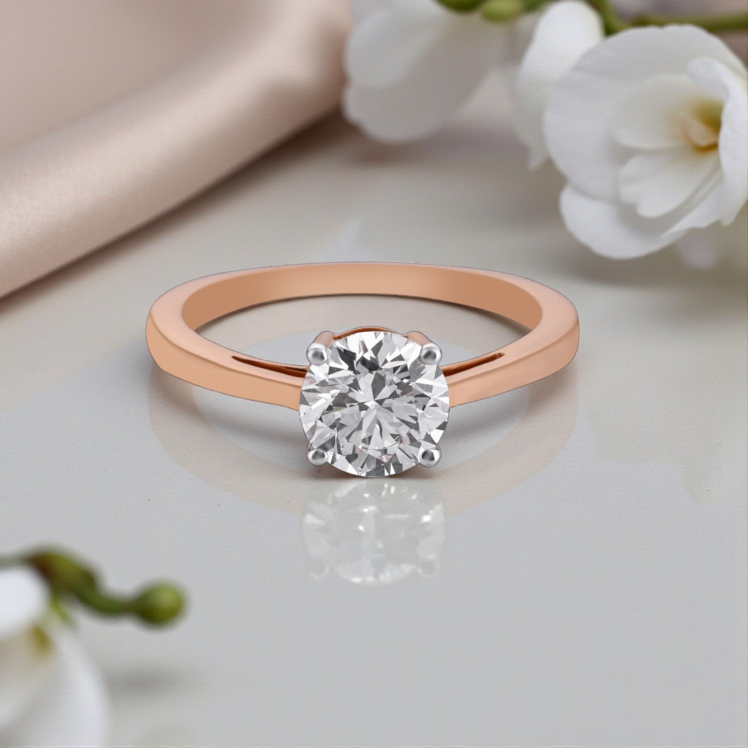 Elegant Six-Prong Lab-Grown Diamond Solitaire Ring in Rose Gold | SKU : 0004953036
