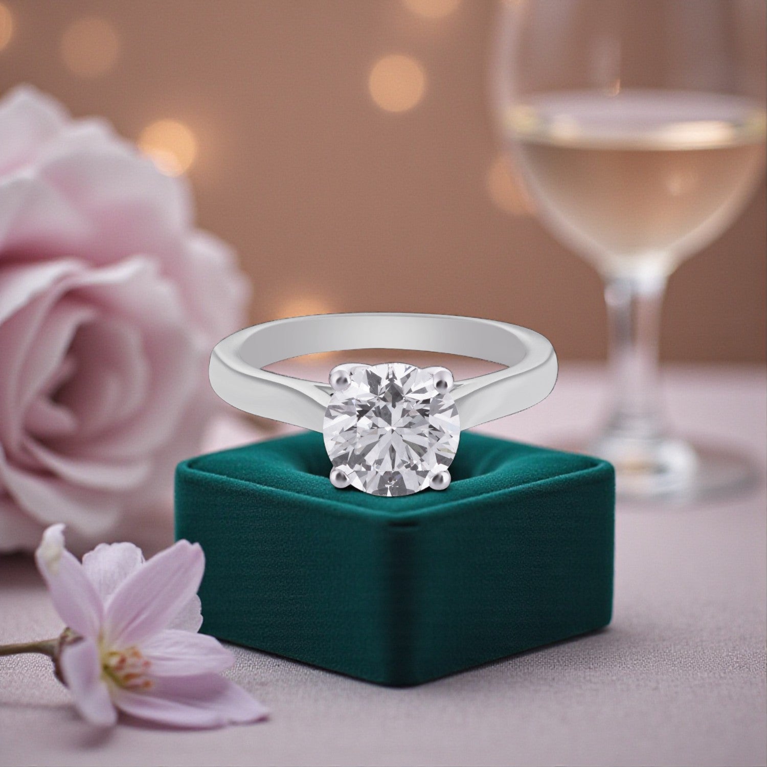 Lumine Lab Grown Diamond Solitaire Ring in White Gold | SKU : 0004953104