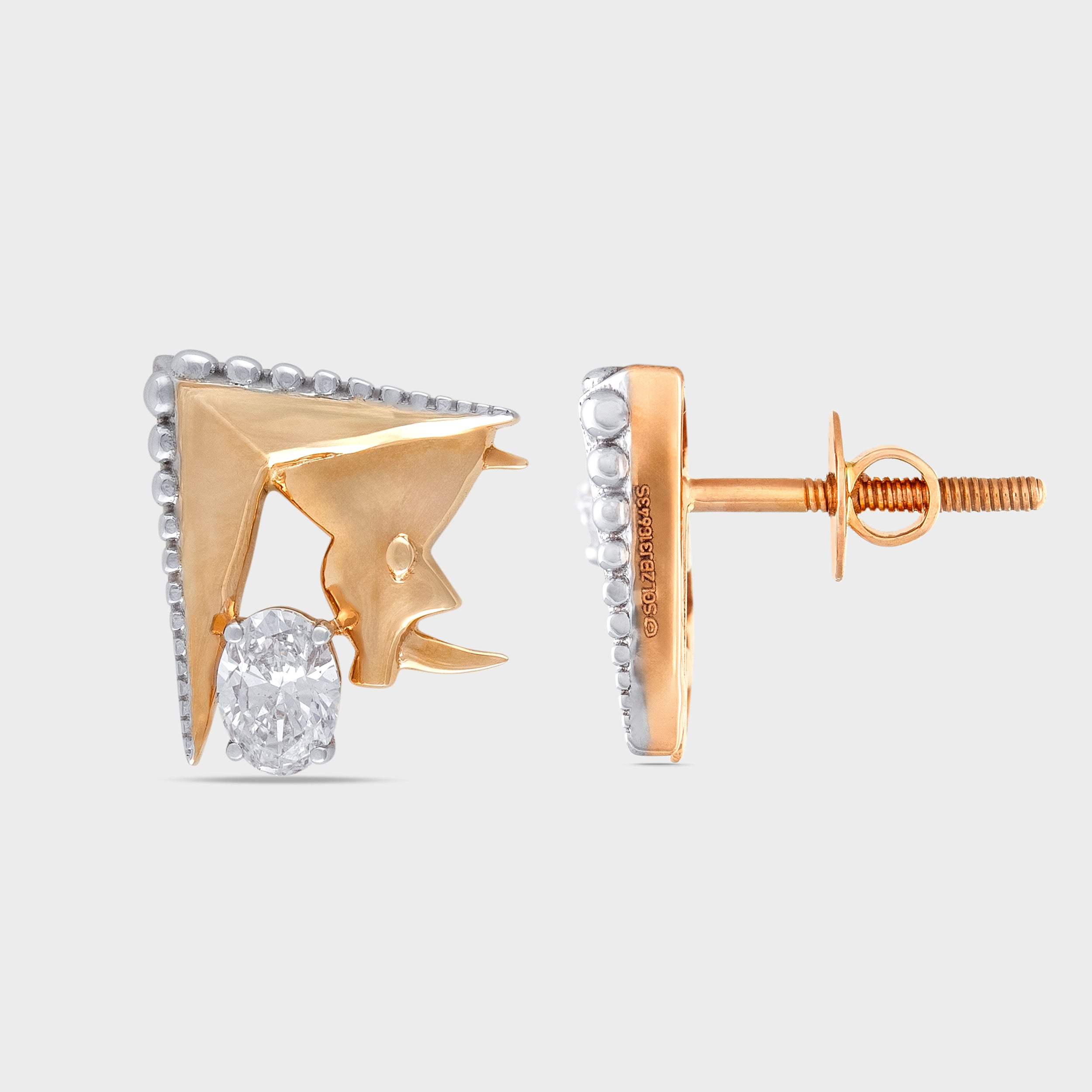 Oval 0.51 Carat Rhino Motif Lab Grown Diamond Studs | SKU: 0019322896