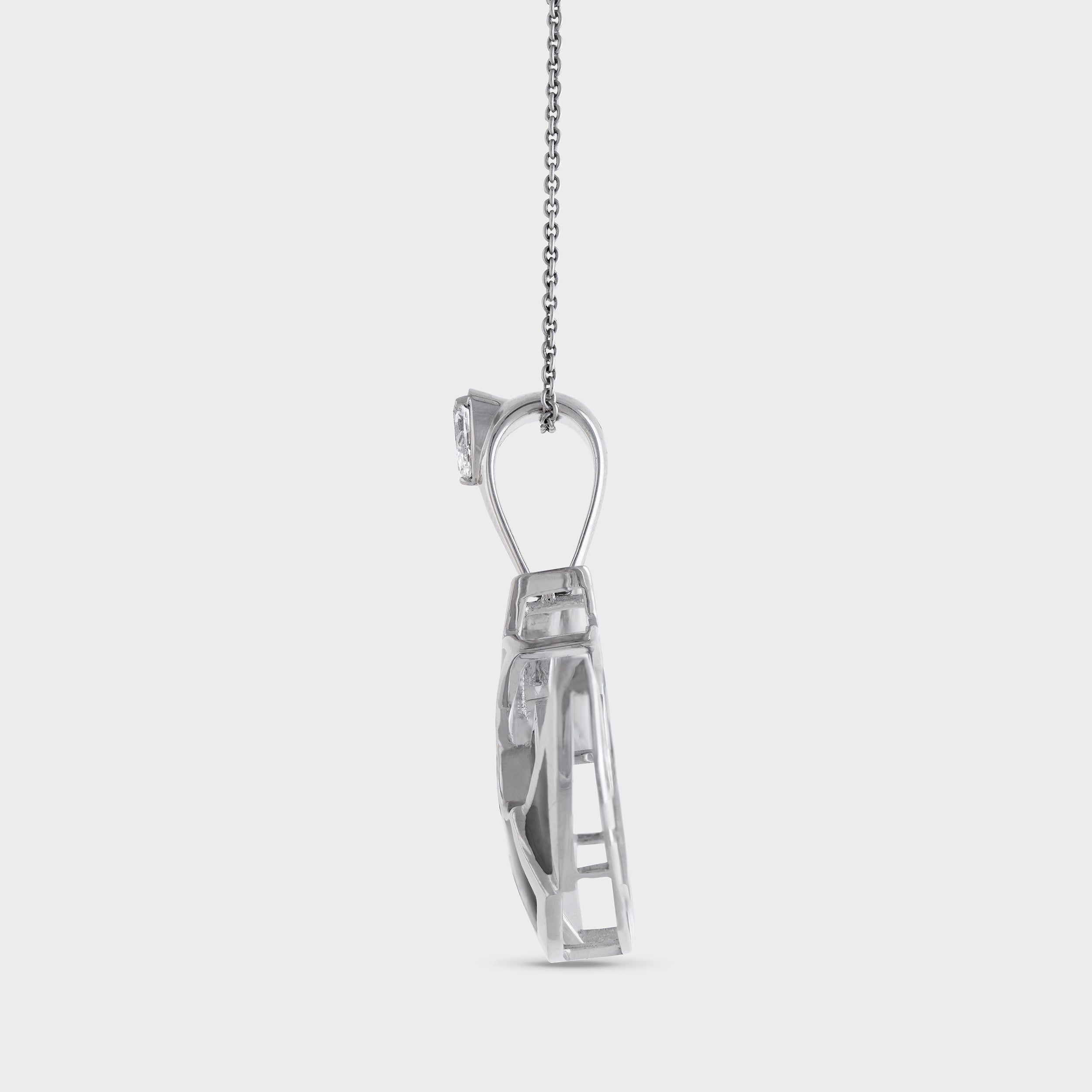Majestic Rhino: Chain Pendant with Pear Cut 0.25 Carat Lab Grown Diamond | SKU : 0019374000