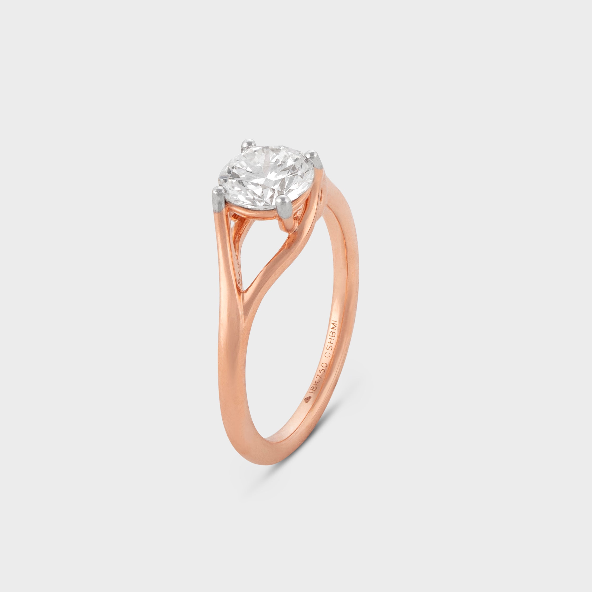 Round Brilliant 1.05 Carat Solitaire Lab Grown Diamond Ring in Rose Gold | SKU : 0019502014 - crash.club by CKC