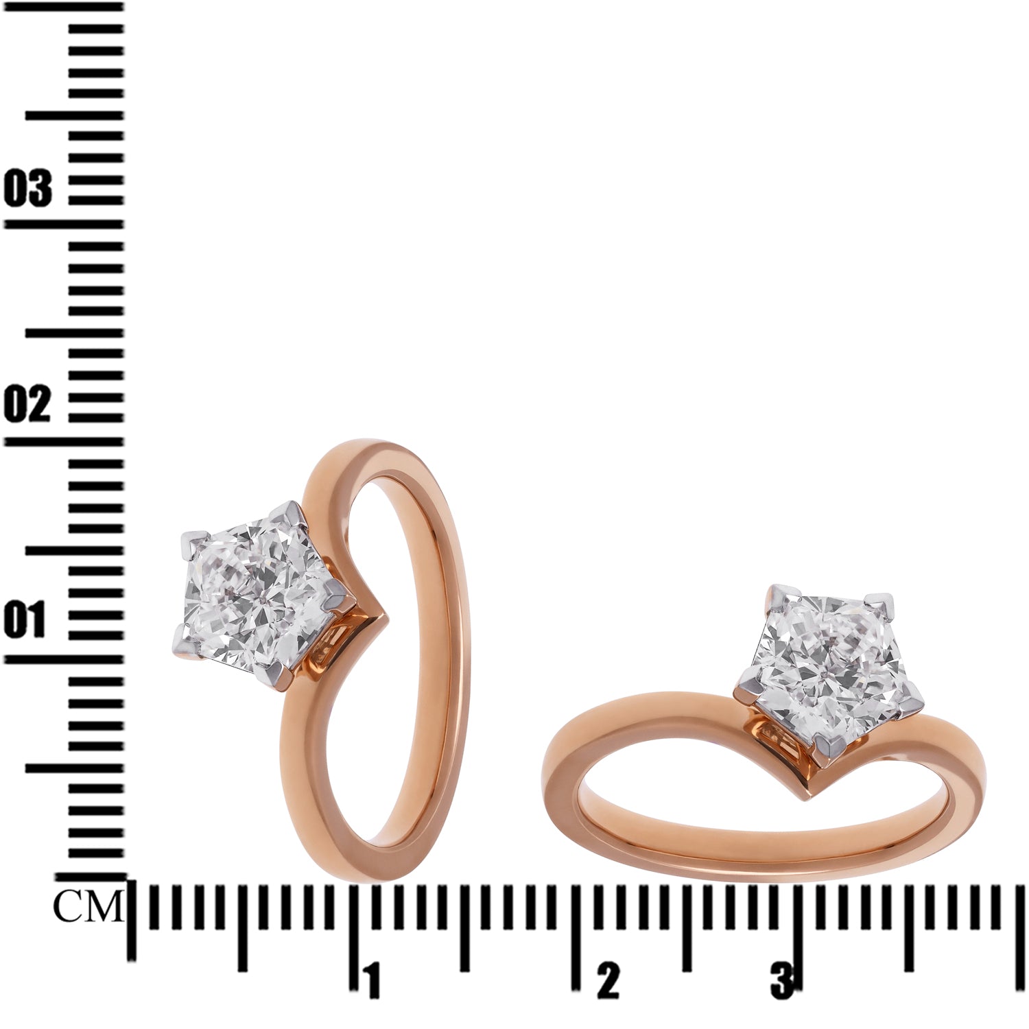 Pentagon-Cut Lab-Grown Diamond Ring in Sculpted Rose Gold Band | SKU : 0003767894