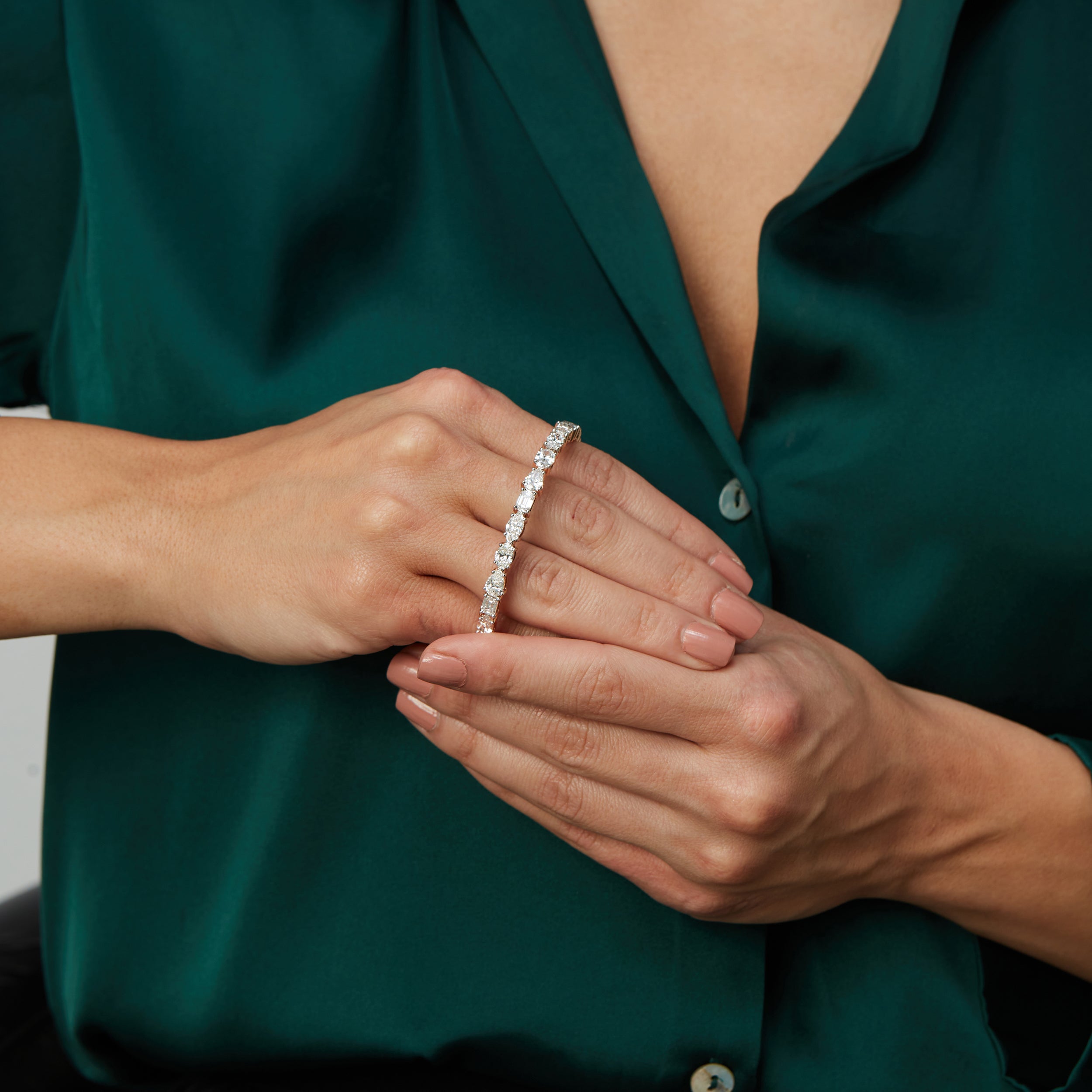 Marquise Emerald Pear & Oval Cut 14.59 Carat Gold Lab Grown Diamond Bracelet | SKU: 0019472737