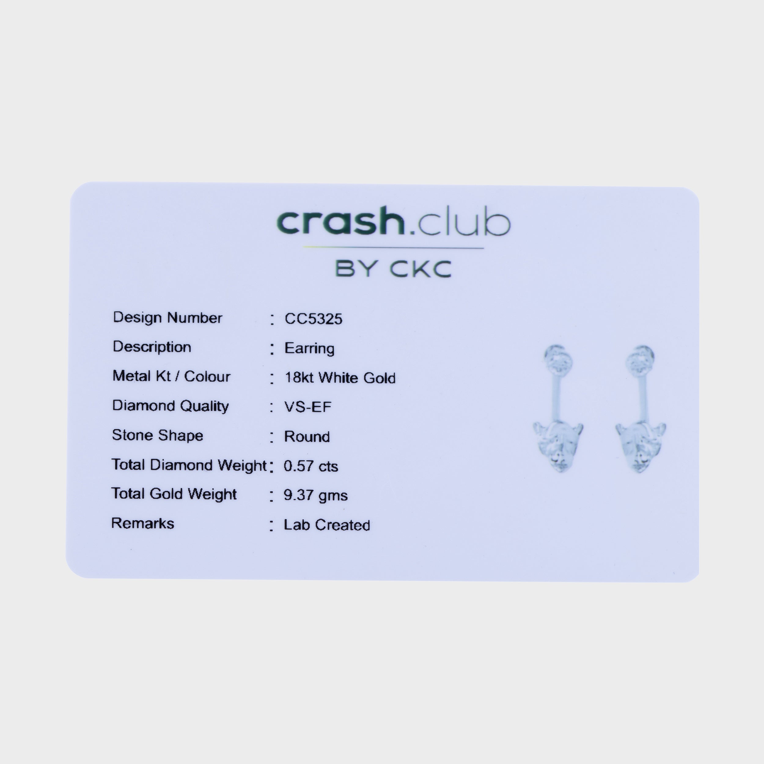 Round Brilliant 0.57 Carat Pair Lab Grown Diamond Studs | SKU: 0019472744