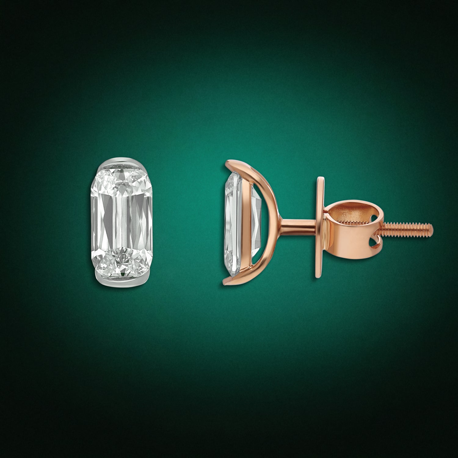 Elongated Cushion-Cut Lab-Grown Diamond Studs in 18Kt Gold | SKU : 0021912818