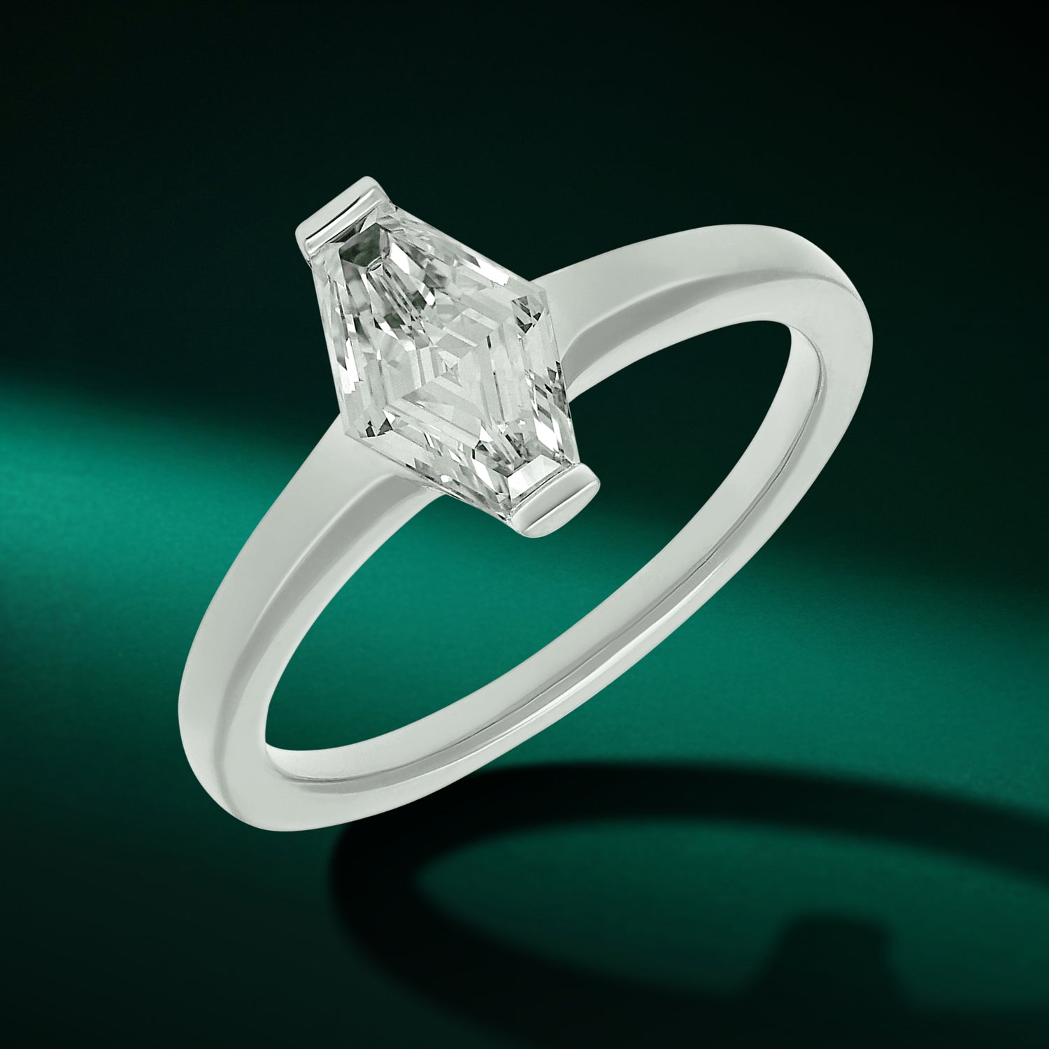 Lozenge Blunt-Cut Lab Grown Diamond Ring in 18K White Gold | SKU : 0021938566