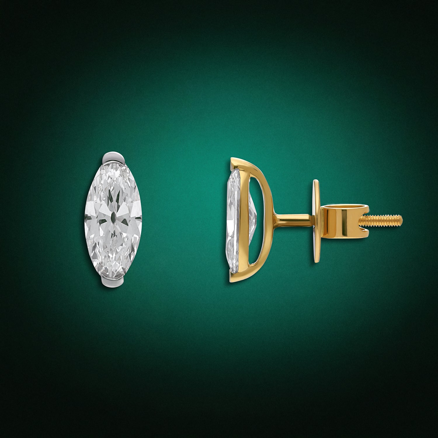 Roval-Cut Lab-Grown Diamond Stud in 18Kt Yellow Gold | SKU : 0021911743