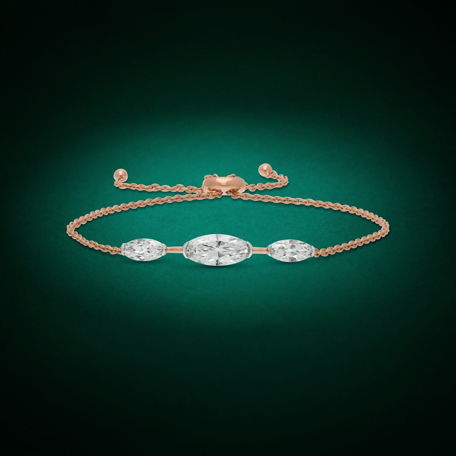 Roval Cut 1.679 Carat Manufactured Lab Grown Diamond Bracelet in Rose Gold | SKU : 0003759523