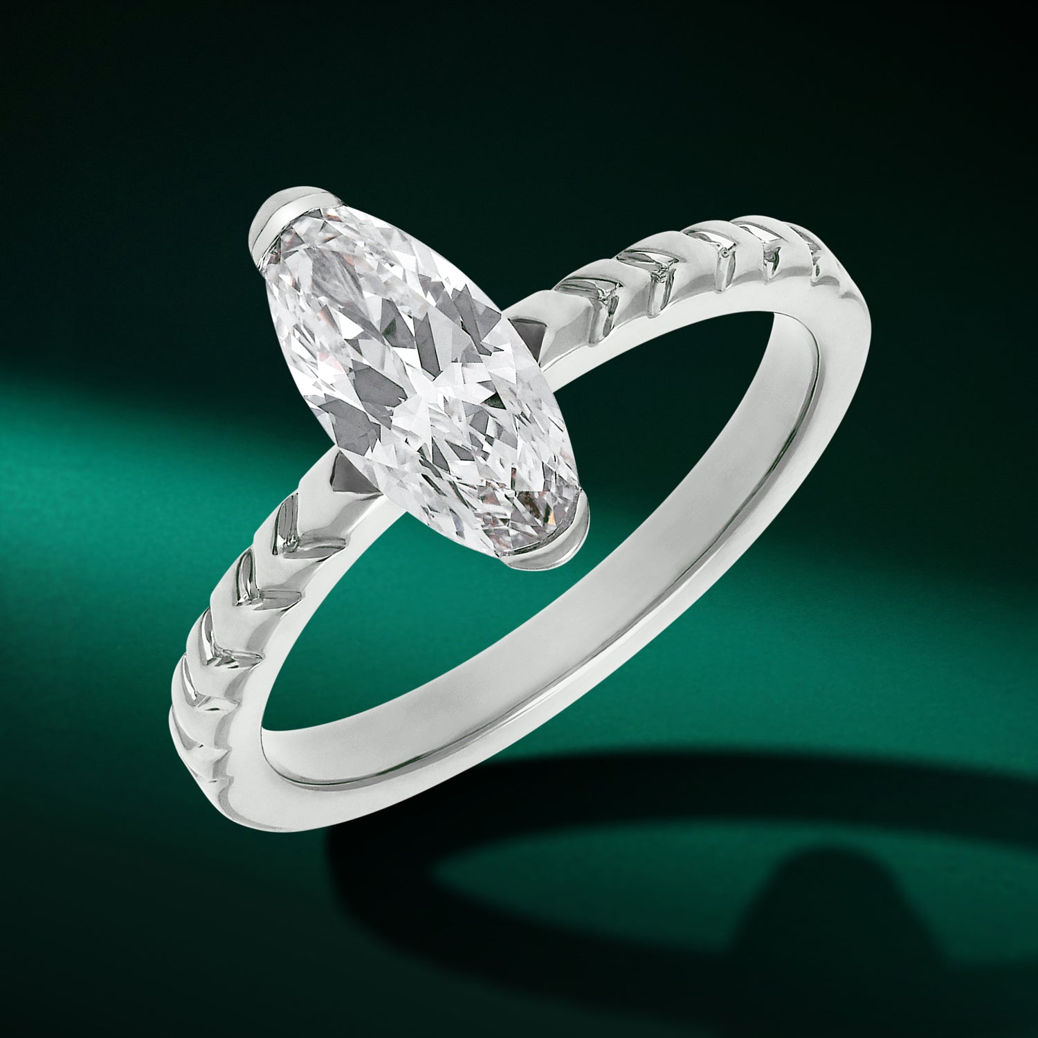 Roval-Cut Lab Grown Diamond Ring in 18K White Gold | SKU : 0021929984