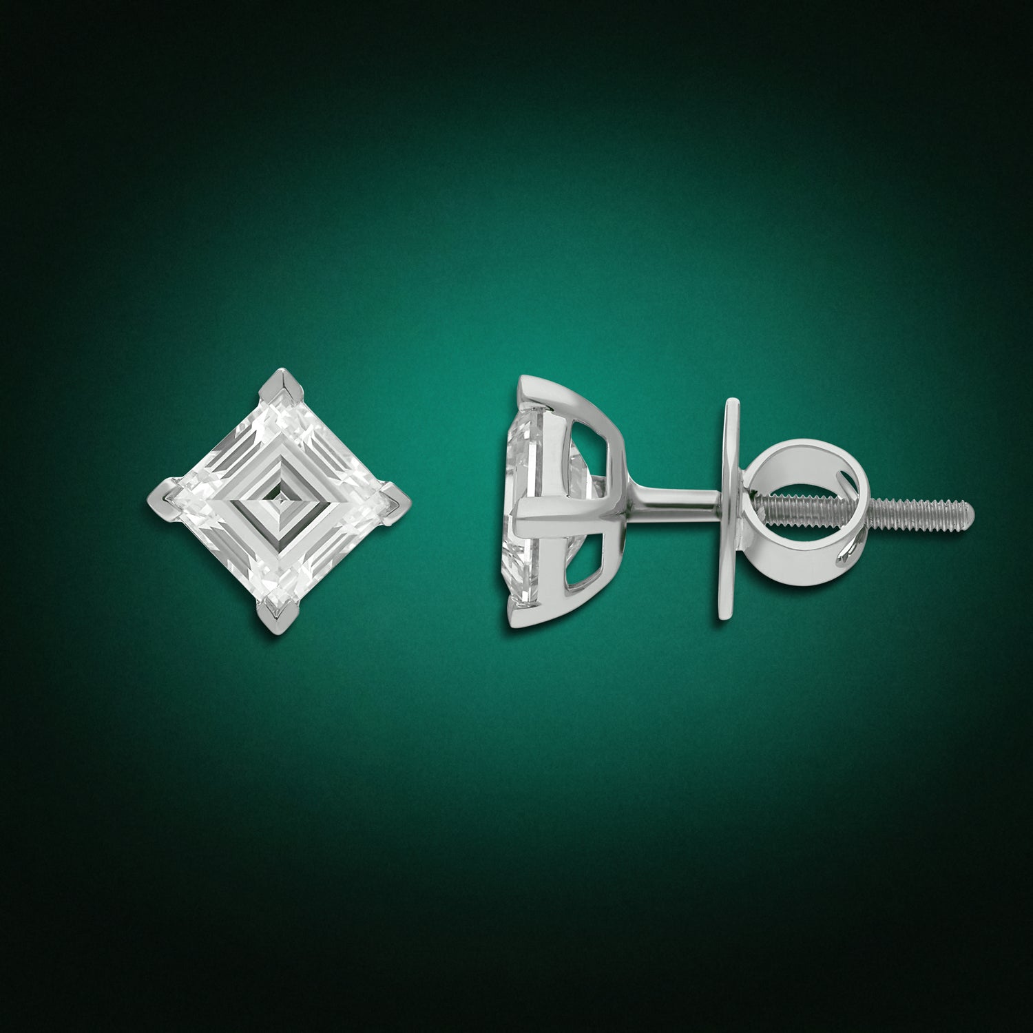 White Gold Tops Set with Square Step Cut Lab-Grown Diamond | SKU : 0021938702