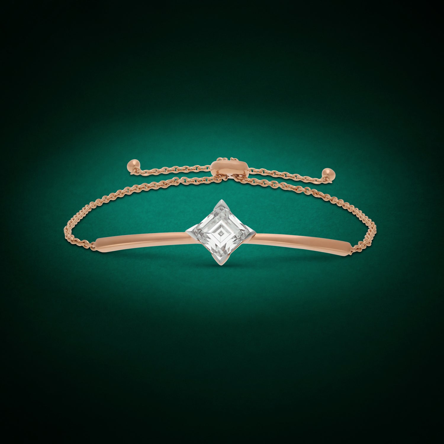 Gold Bracelet with Square Step-Cut Lab-Grown Diamond | SKU:0021920103