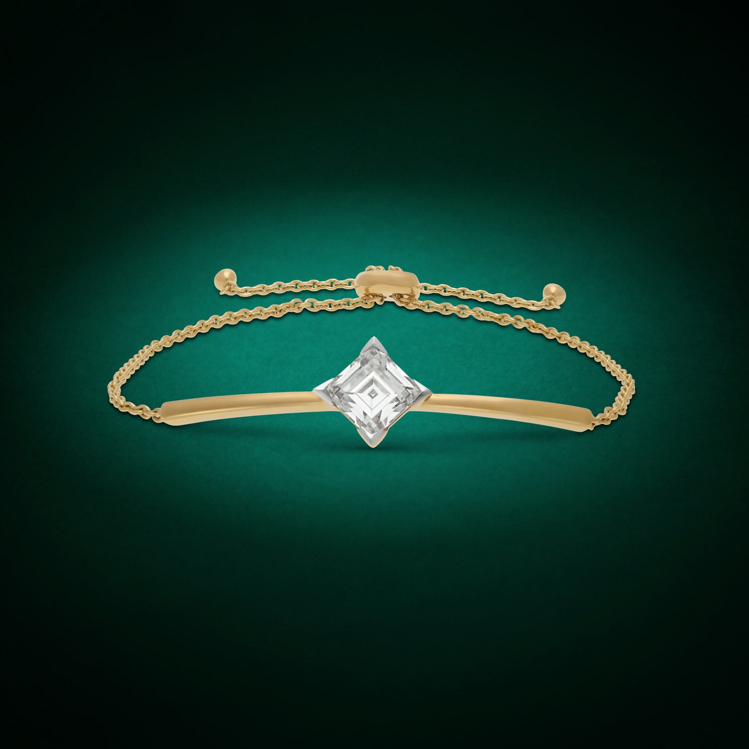 Square Step-Cut Lab-Grown Diamond Bracelet in 18Kt Yellow Gold | SKU : 0021916373