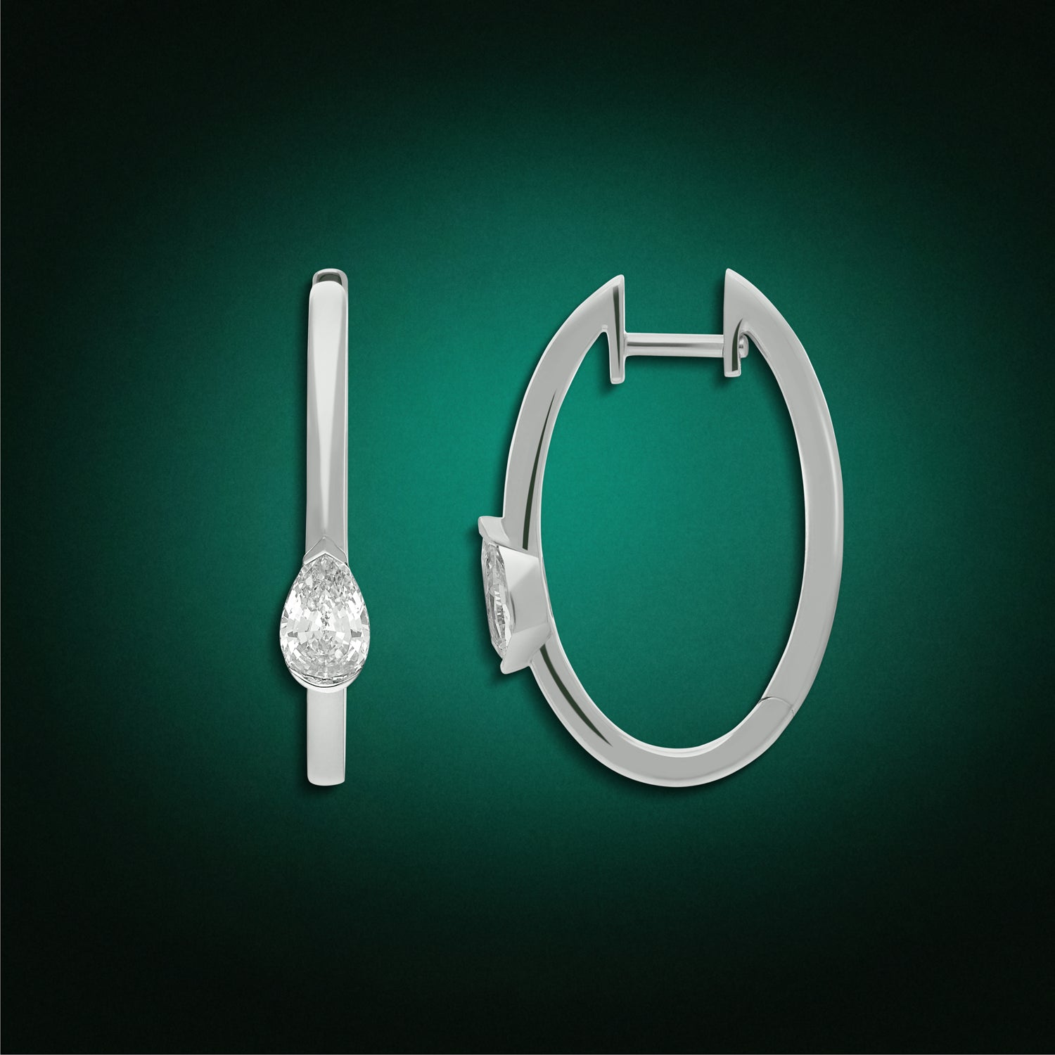 White Gold Hoop Vallies with Pear Step-Cut Lab-Grown Diamonds | SKU : 0021946882