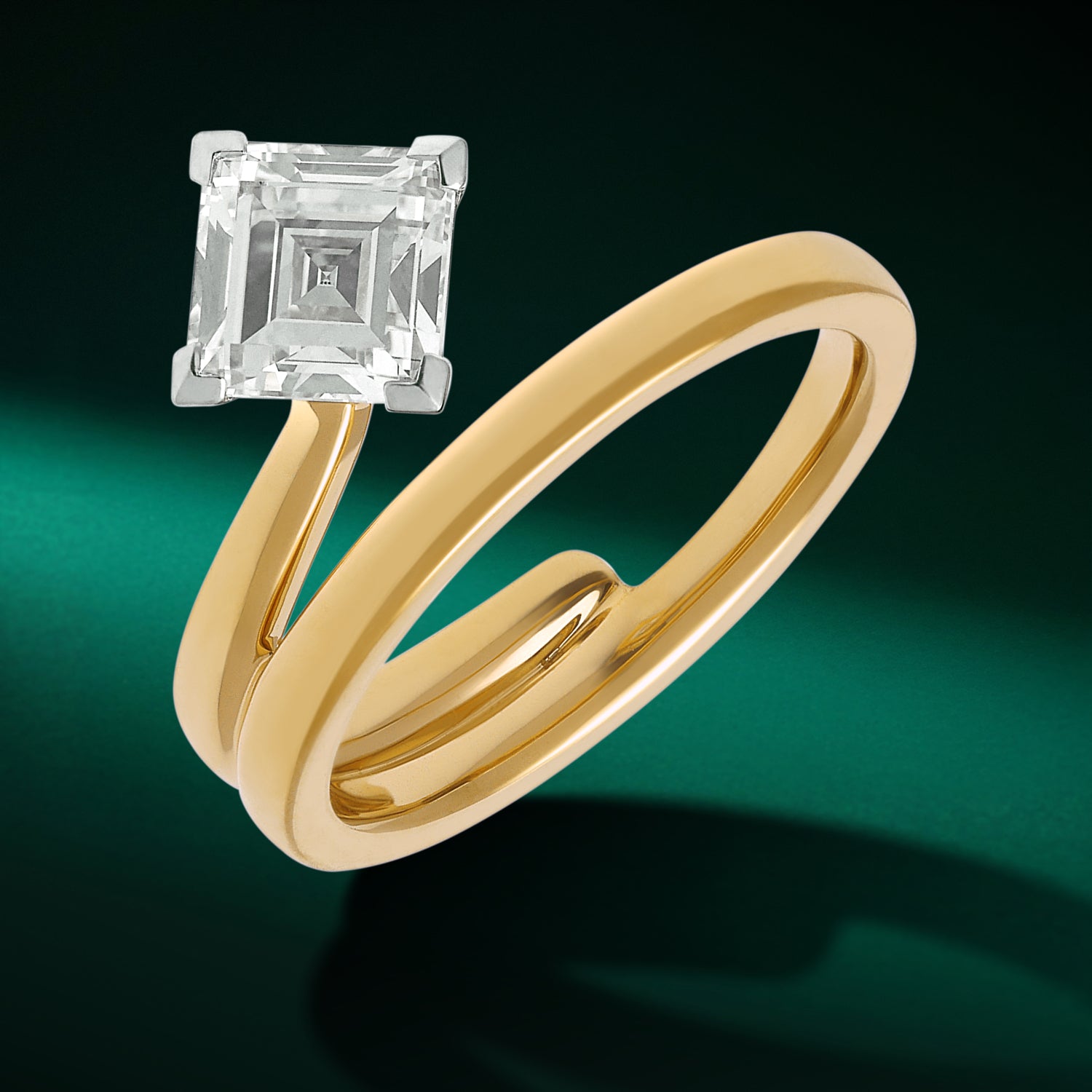 Yellow Gold Square Step-Cut Lab-Grown Diamond Wrap Ring | SKU : 0021920226