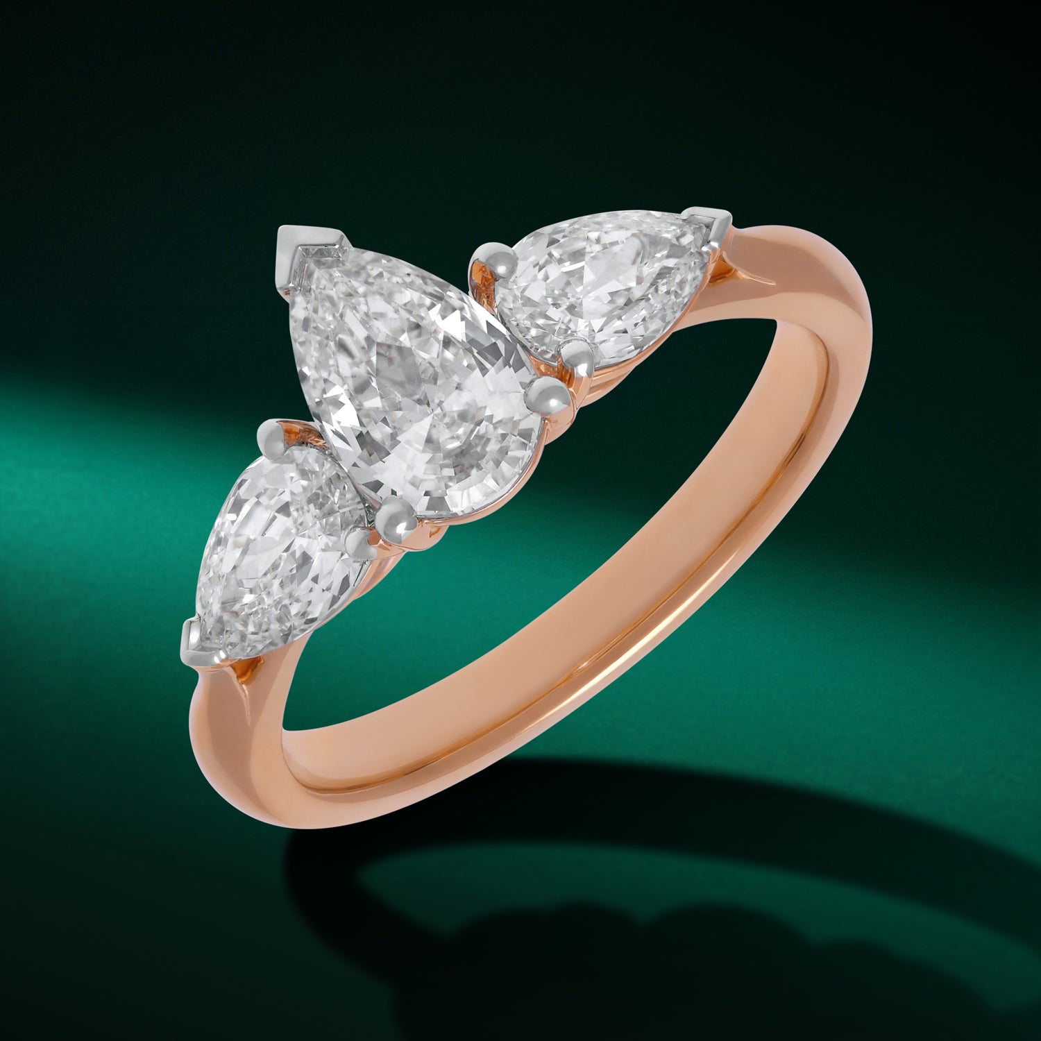 Gold Ring Set with Pear Step-Cut Lab-Grown Diamonds | SKU : 0003767252