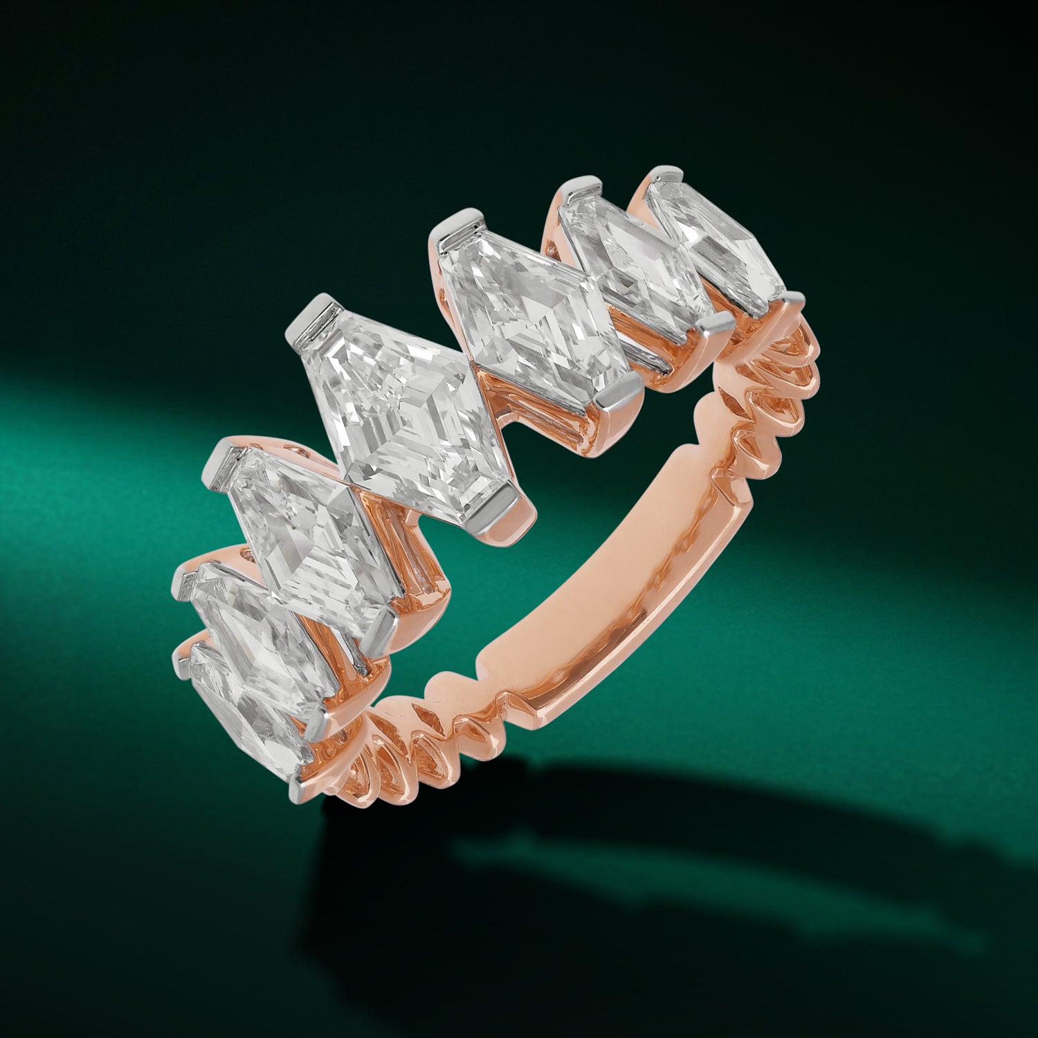 Rose Gold Lozenge Blunt-Cut Lab-Grown Diamond Eternity Band | SKU : 0021920288