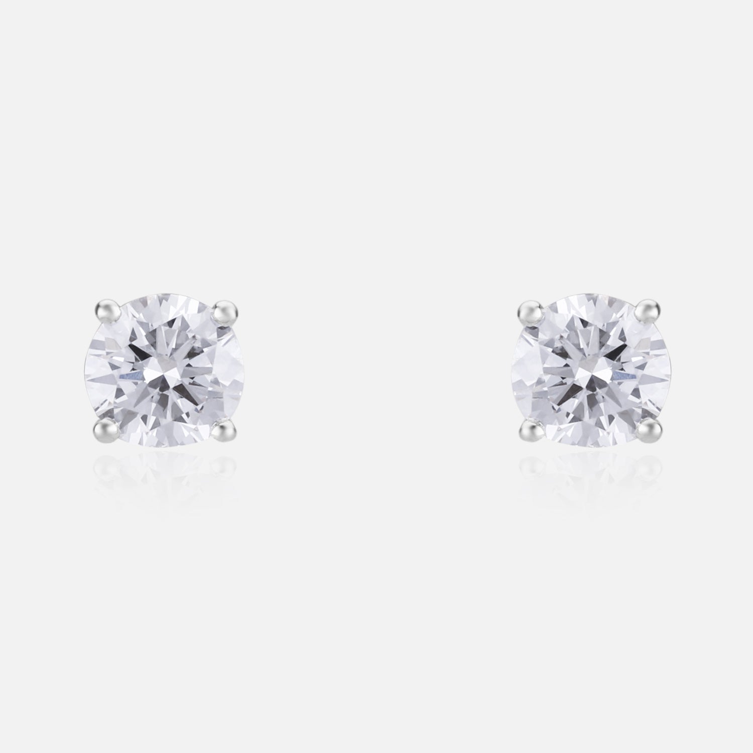 Lab Grown 1.09 Carat Round Brilliant Diamond Stud Earrings in 18 Karat White Gold | SKU : 0005096121