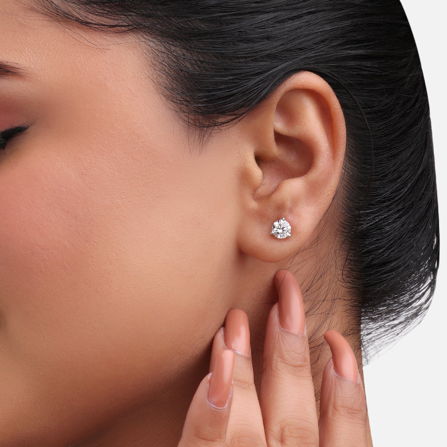 Lab Grown 1.53 Carat Round Brilliant Diamond Stud Earrings in 18 Karat Rose Gold | SKU : 0005096749