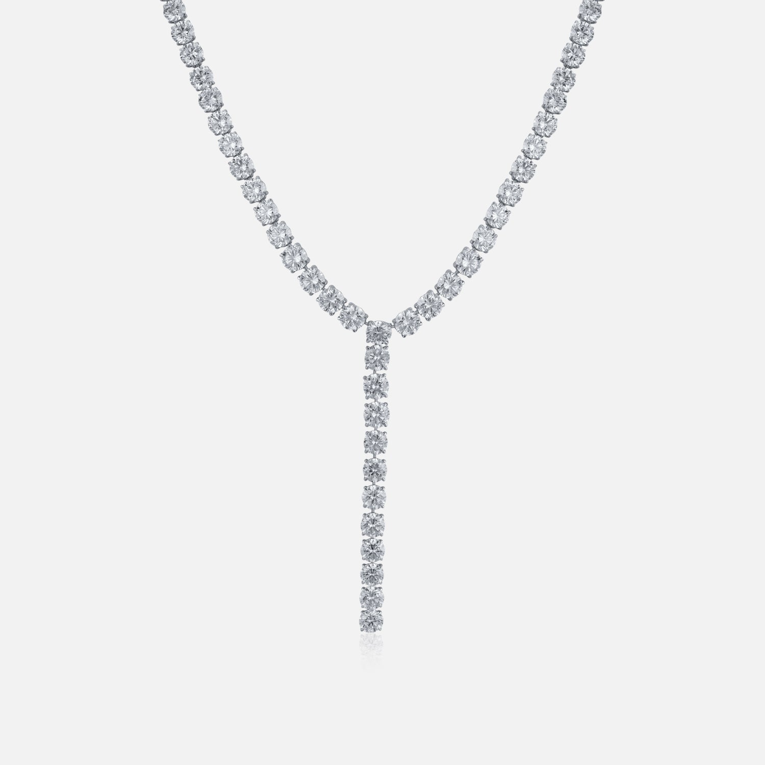 Lab Grown 38.53 Carat Round Brilliant Diamond Y Necklace in 18 Karat White Gold | SKU : 0005099764